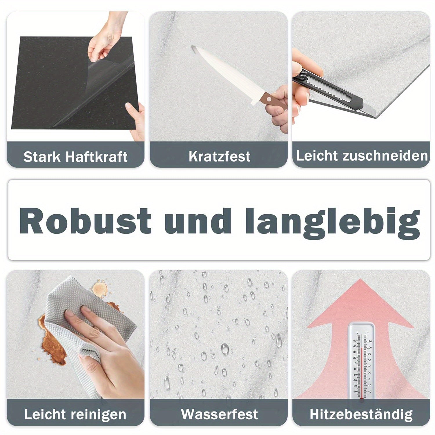 Selbstklebende PVC-Bodenfliesen - Vinylsockelleiste, 54 Stück für Küche und Essbereich – Detailansicht 3
