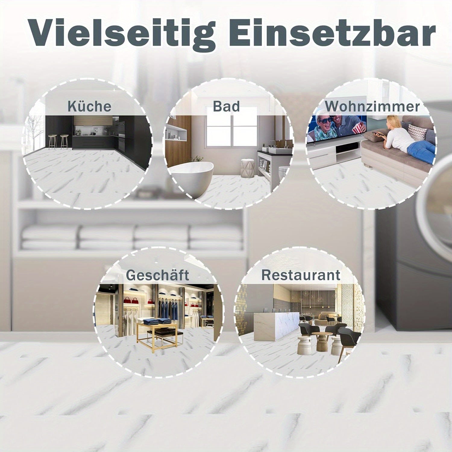 Selbstklebende PVC-Bodenfliesen - Vinylsockelleiste, 54 Stück für Küche und Essbereich – Detailansicht 5