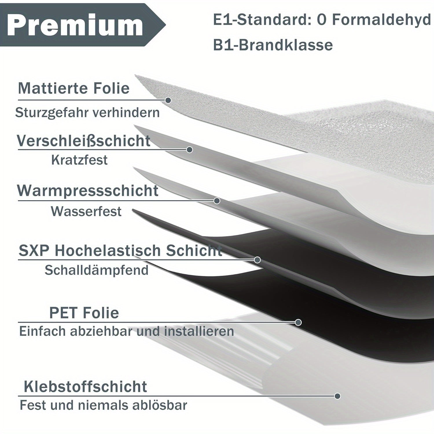 Selbstklebende PVC-Bodenfliesen - Vinylsockelleiste, 54 Stück für Küche und Essbereich – Detailansicht 13