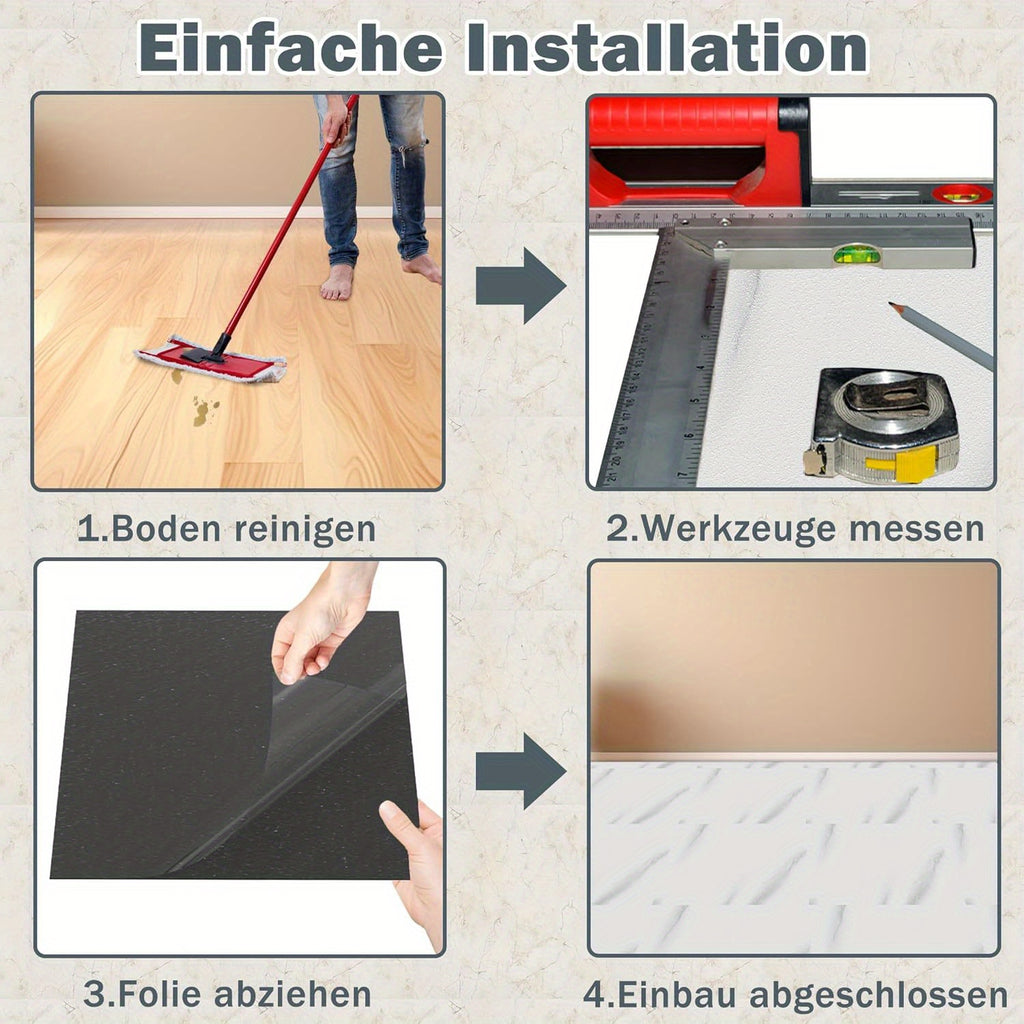 Selbstklebende PVC-Bodenfliesen - Vinylsockelleiste, 54 Stück für Küche und Essbereich – Detailansicht 17