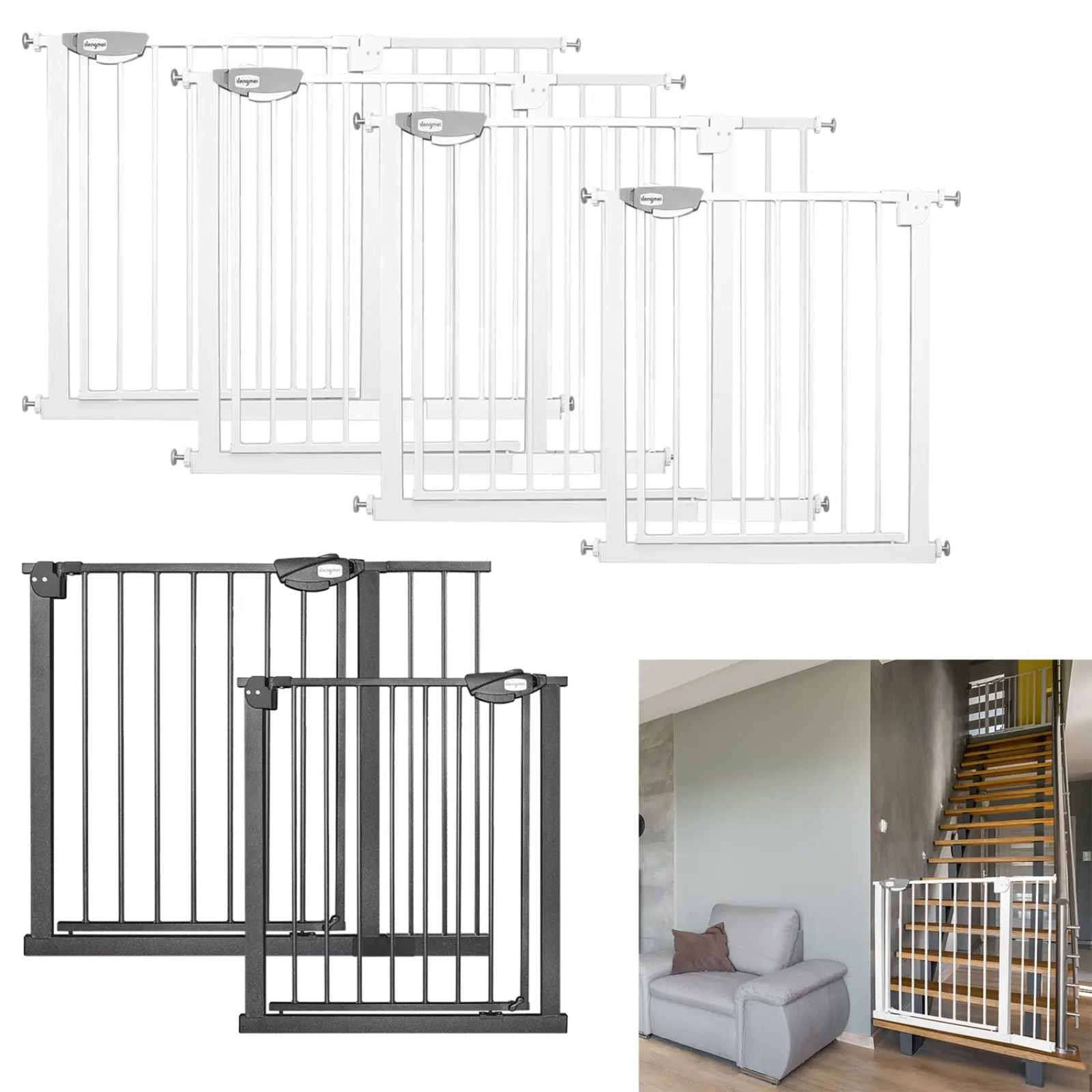 Selbstschließendes Treppengitter zur Sicherung, ABS-Hartschale für Schlafzimmer und Bett – Hauptansicht