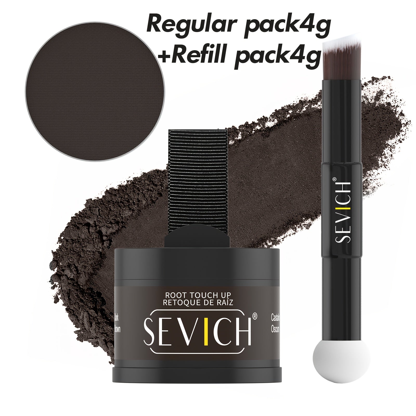sevich Haaransatz-Puder-Set (Haarschatten-Puder, Normalpackung 4g + Nachfüllpackung 4g für Zuhause – Detailansicht 3