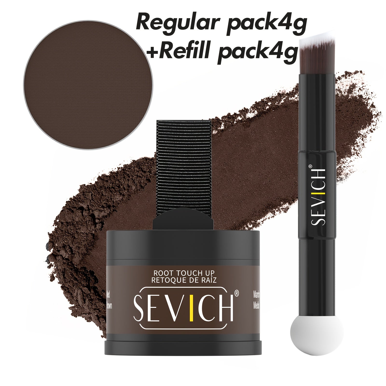 sevich Haaransatz-Puder-Set (Haarschatten-Puder, Normalpackung 4g + Nachfüllpackung 4g für Zuhause – Detailansicht 5