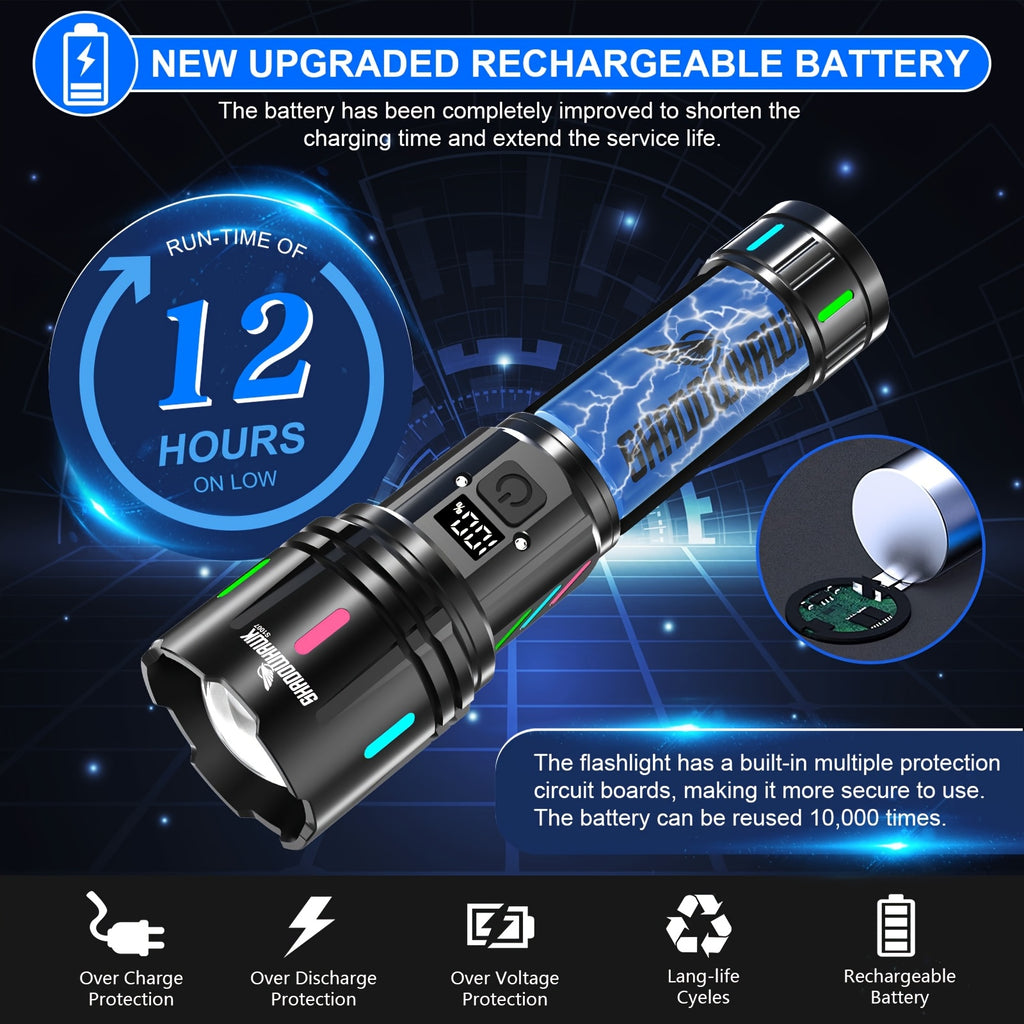 Shadowhawk Taschenlampe LED Wiederaufladbar, 5000mAh für Alltag und Notfälle im Freien – Detailansicht 8