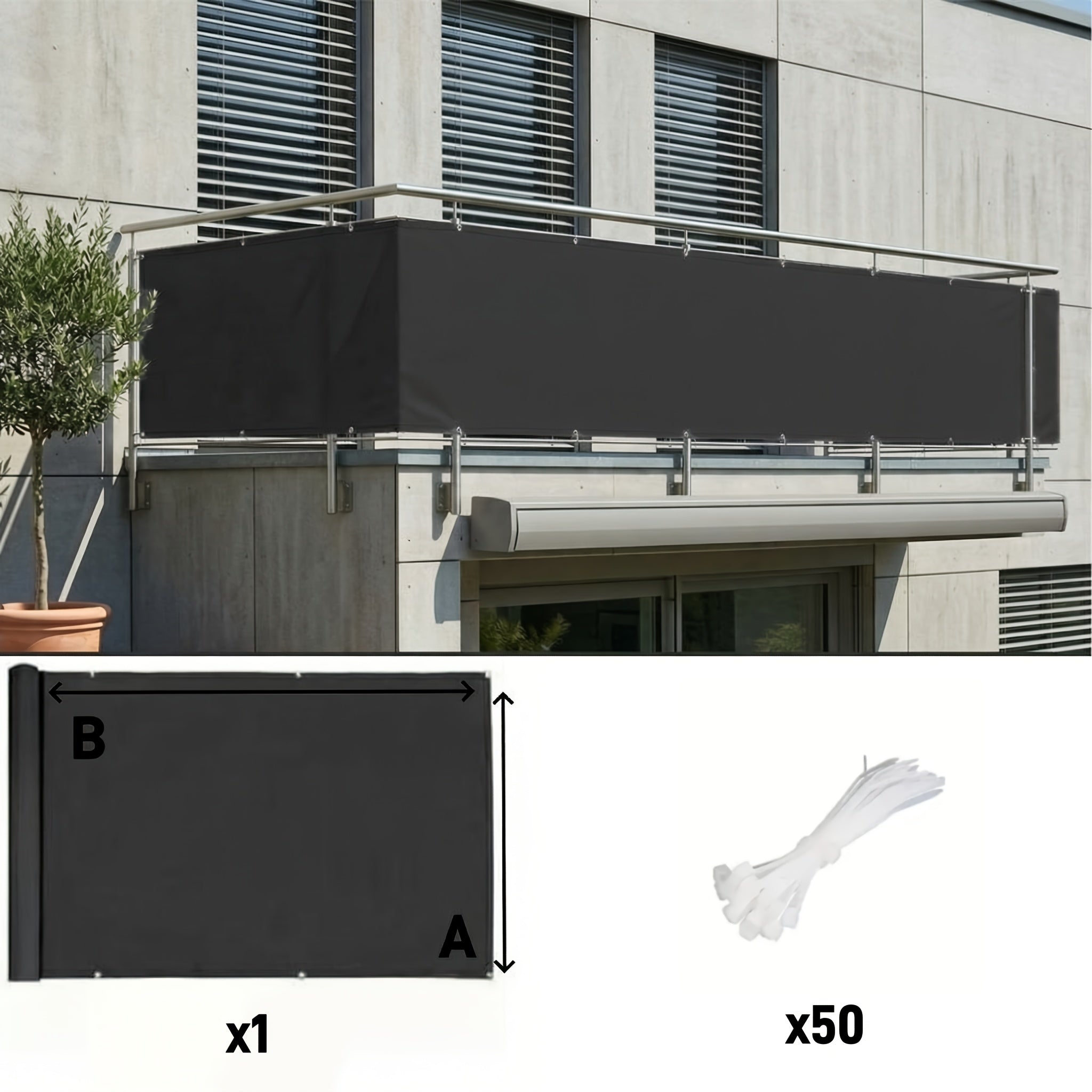 Sichtschutz, 1 Stück für Garten und Balkon – Detailansicht 5