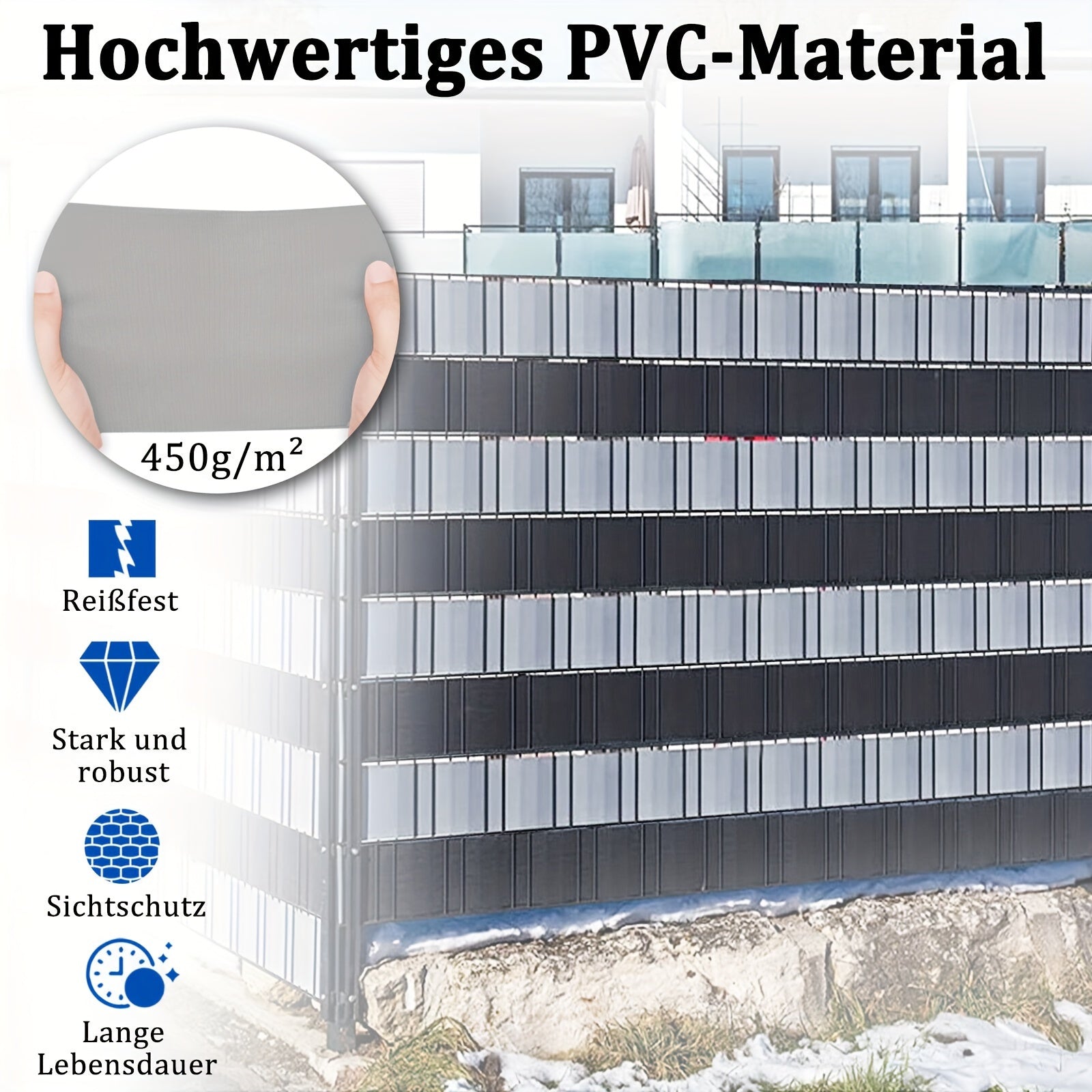 Sichtschutz, Hellgrau für Garten – Detailansicht 11