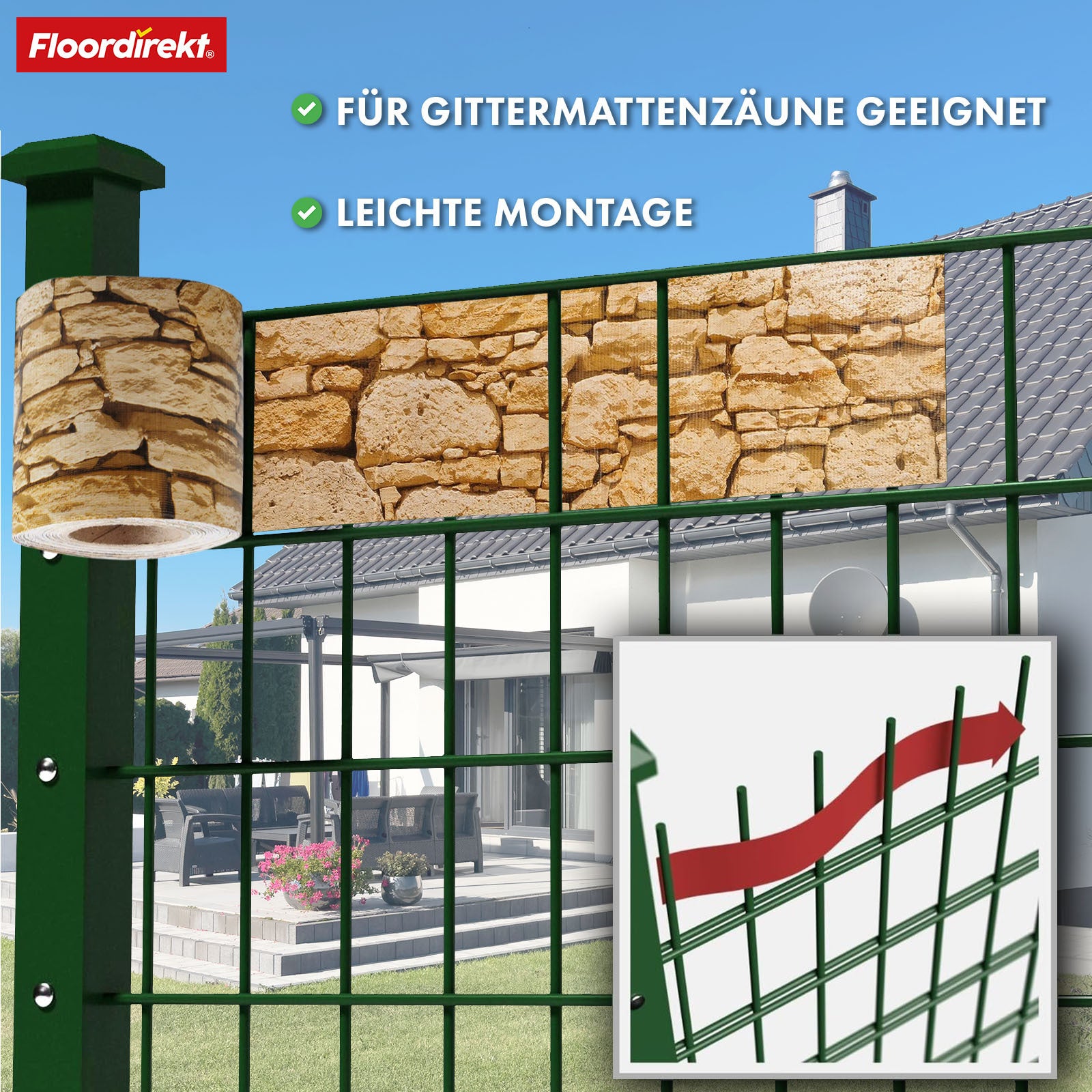 Sichtschutz, Kiesoptik für Balkon und Garten – Detailansicht 4