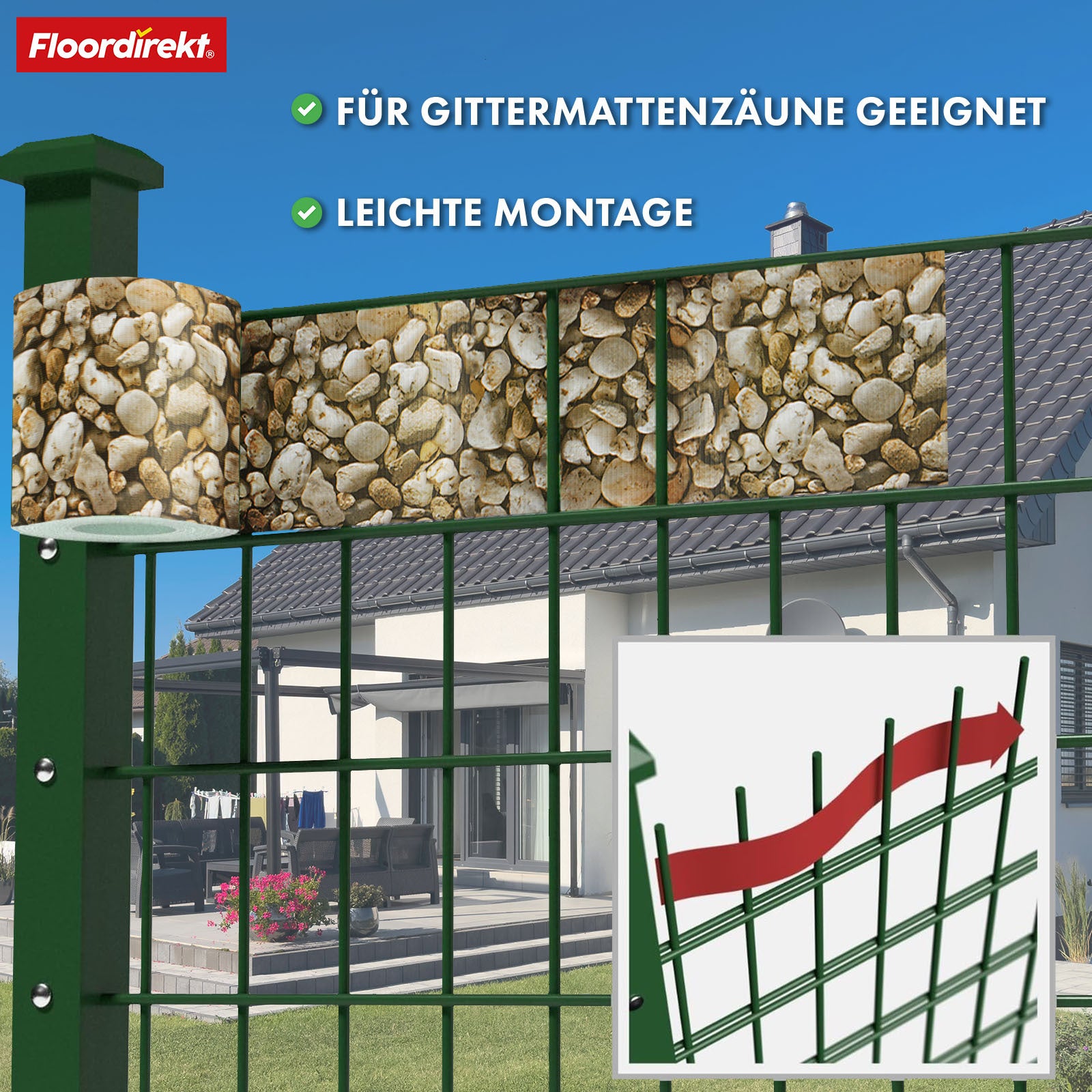 Sichtschutz, Kiesoptik für Balkon und Garten – Detailansicht 32