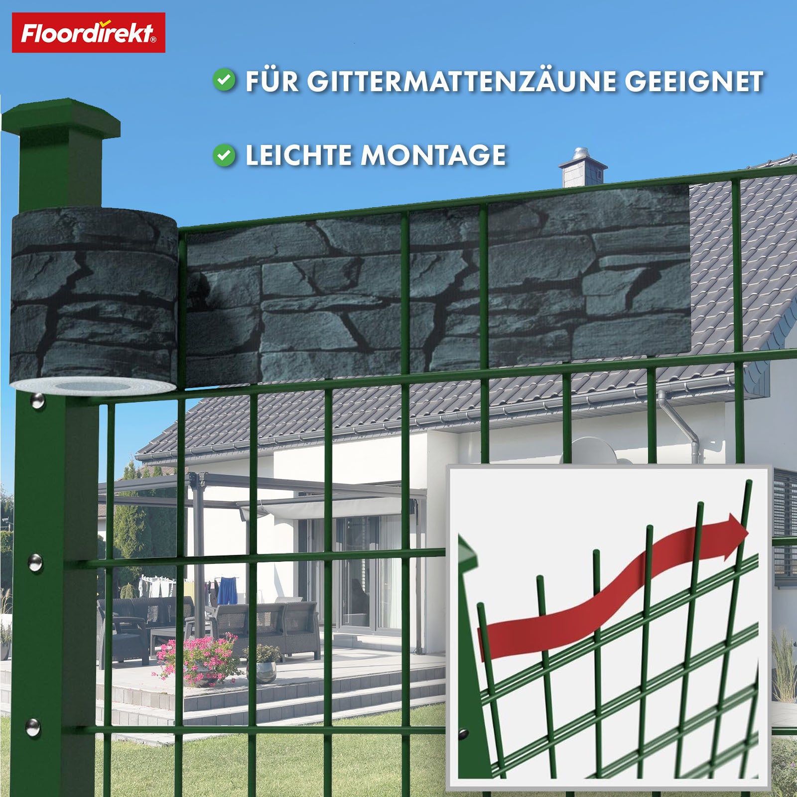 Sichtschutz, Kiesoptik für Balkon und Garten – Detailansicht 39