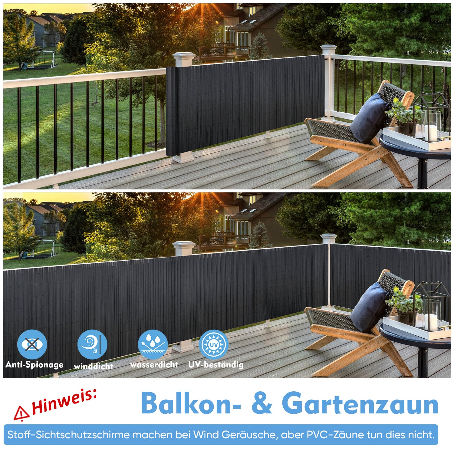 Sichtschutz, Kunststoff für Garten und Balkon – Detailansicht 7