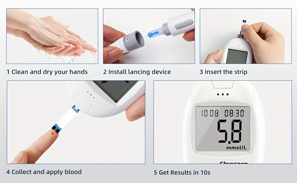 Sinocare Safe-Accu Blutzuckermessgerät-Set für Fahrzeug und unterwegs – Detailansicht 4