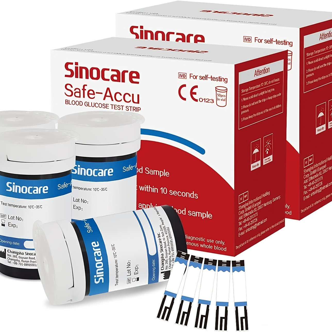 Sinocare Safe-Accu Blutzuckermessgerät-Set für Fahrzeug und unterwegs – Detailansicht 6