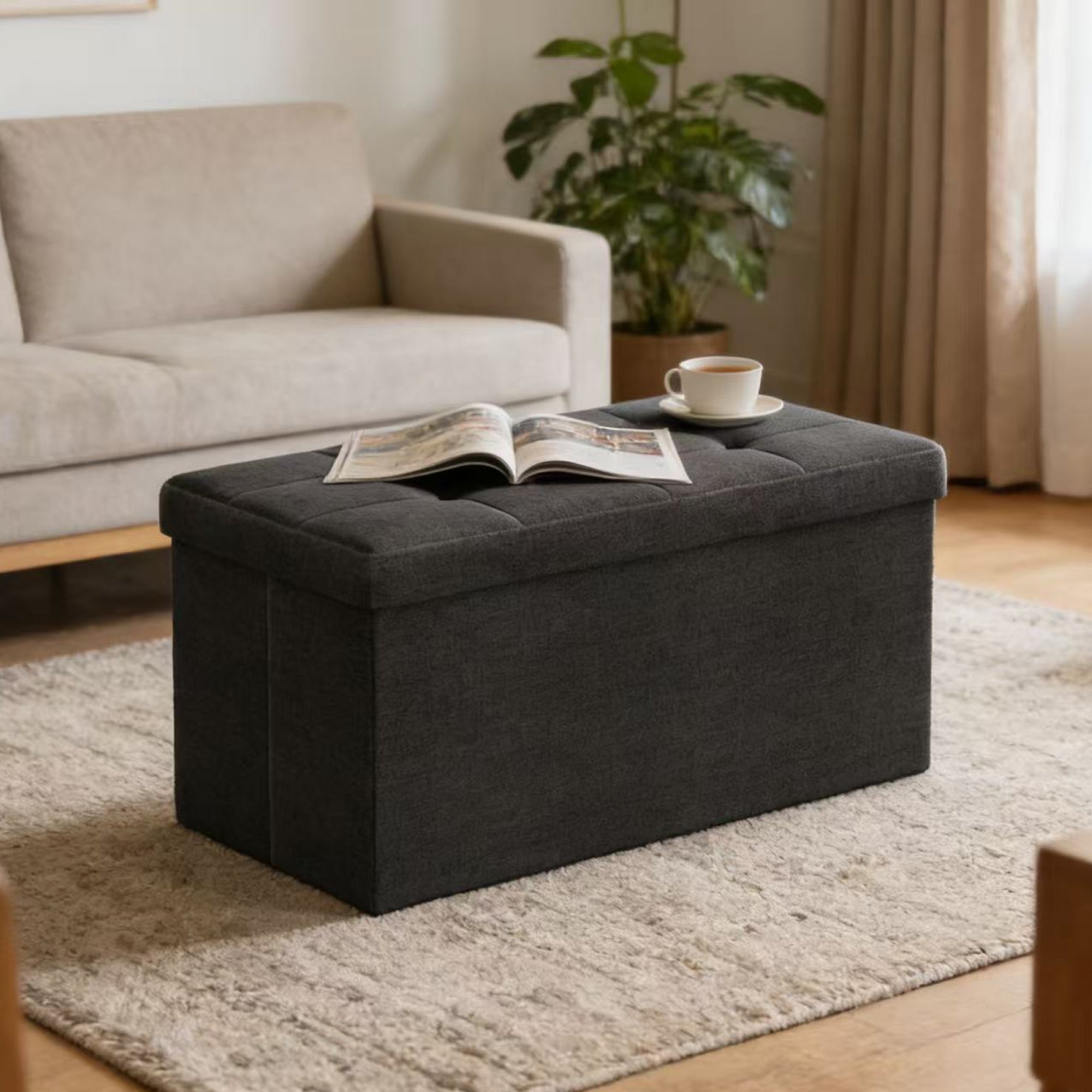 Sitzbank, Tintenschwarz für Schlafzimmer und Bett – Hauptansicht