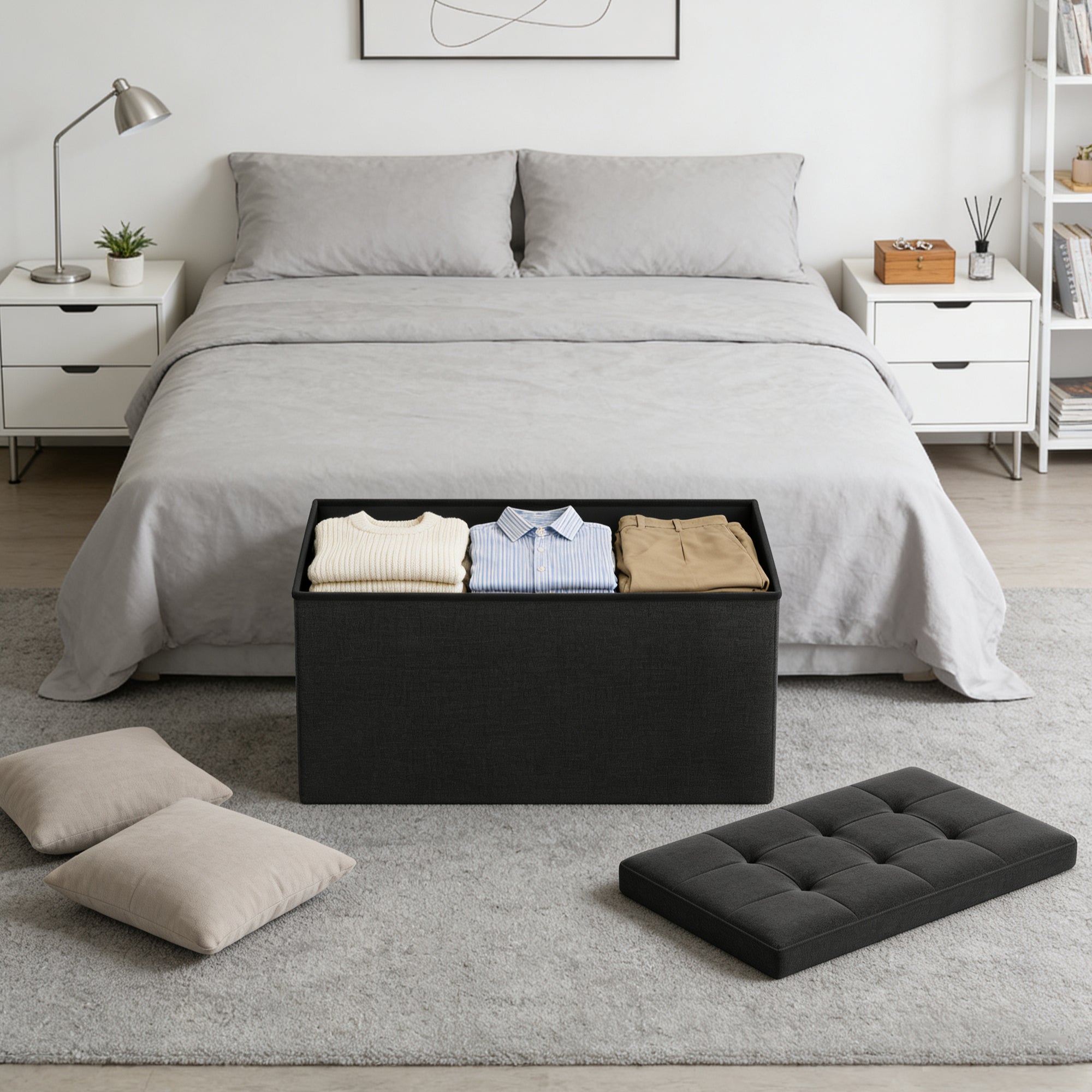 Sitzbank, Tintenschwarz für Schlafzimmer und Bett – Detailansicht 2