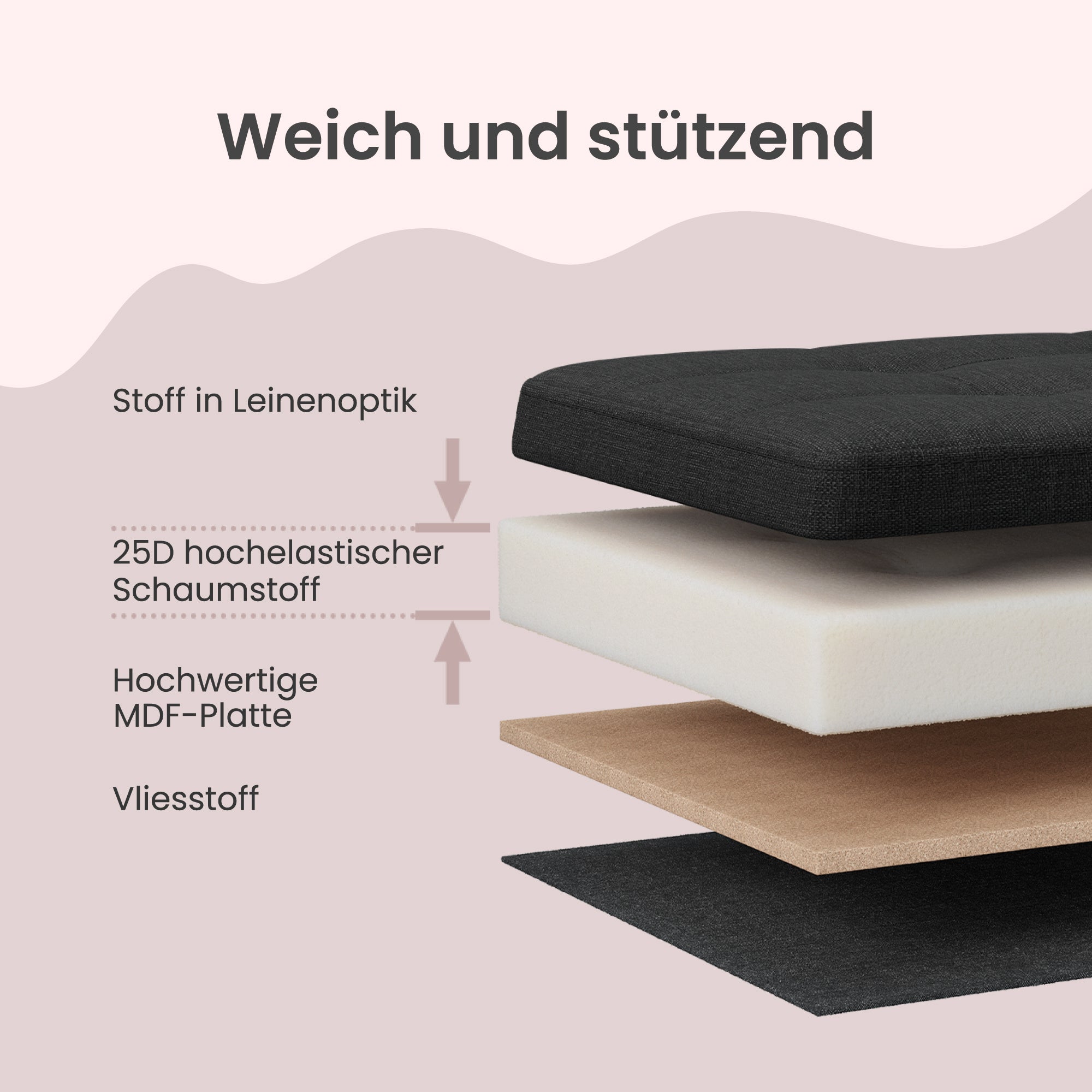 Sitzbank, Tintenschwarz für Schlafzimmer und Bett – Detailansicht 5
