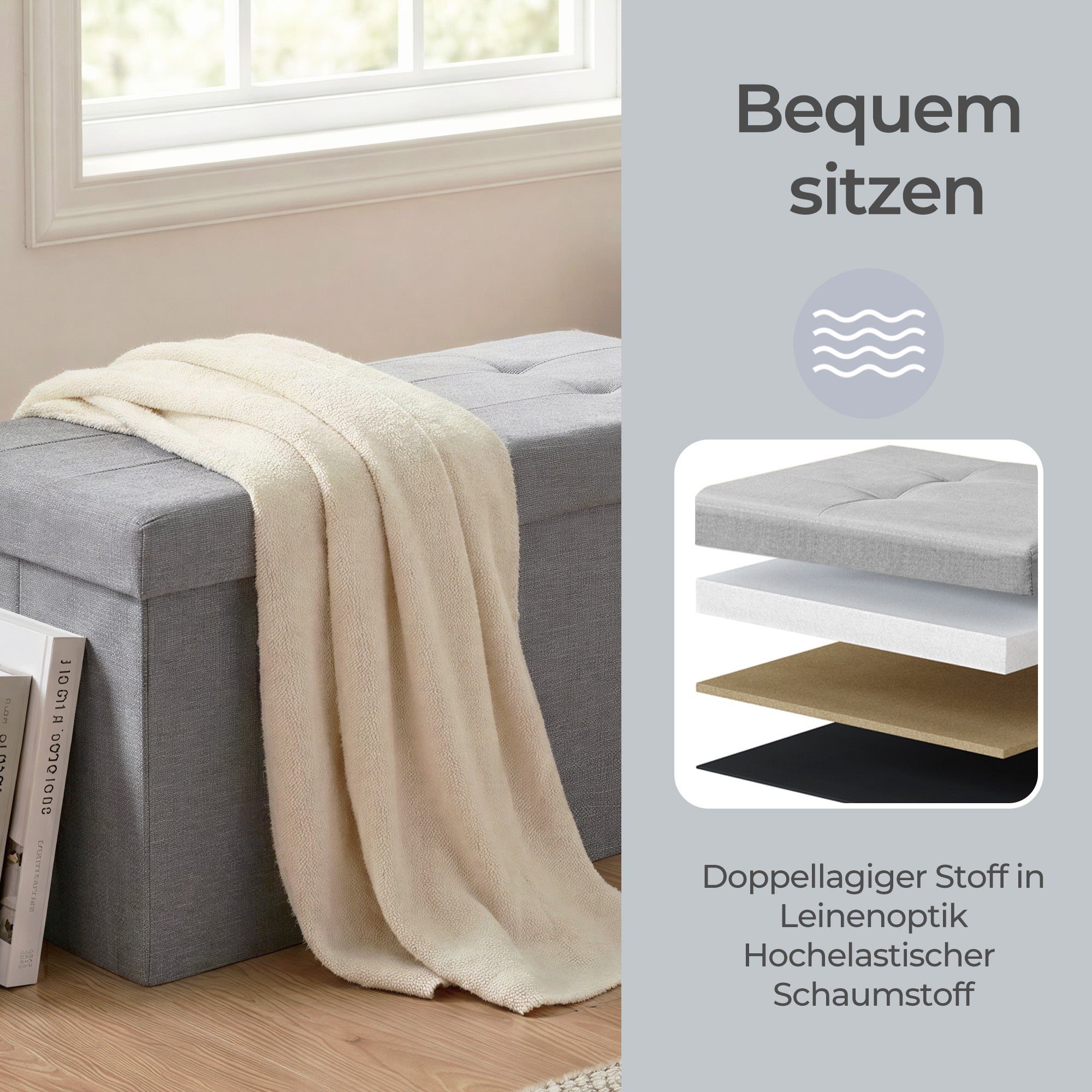 Sitzbank, Tintenschwarz für Schlafzimmer und Bett – Detailansicht 13