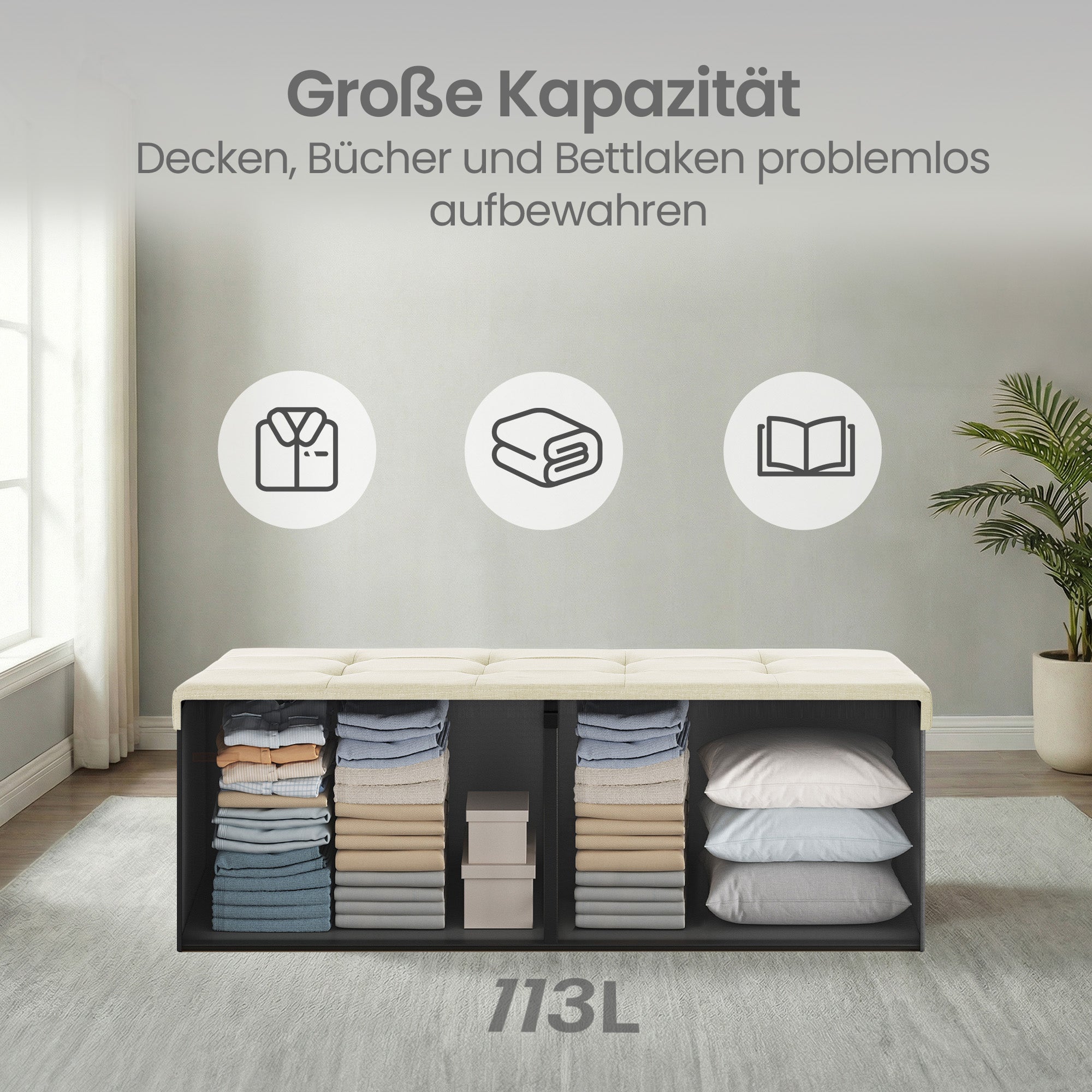 Sitzbank, Tintenschwarz für Schlafzimmer und Bett – Detailansicht 31