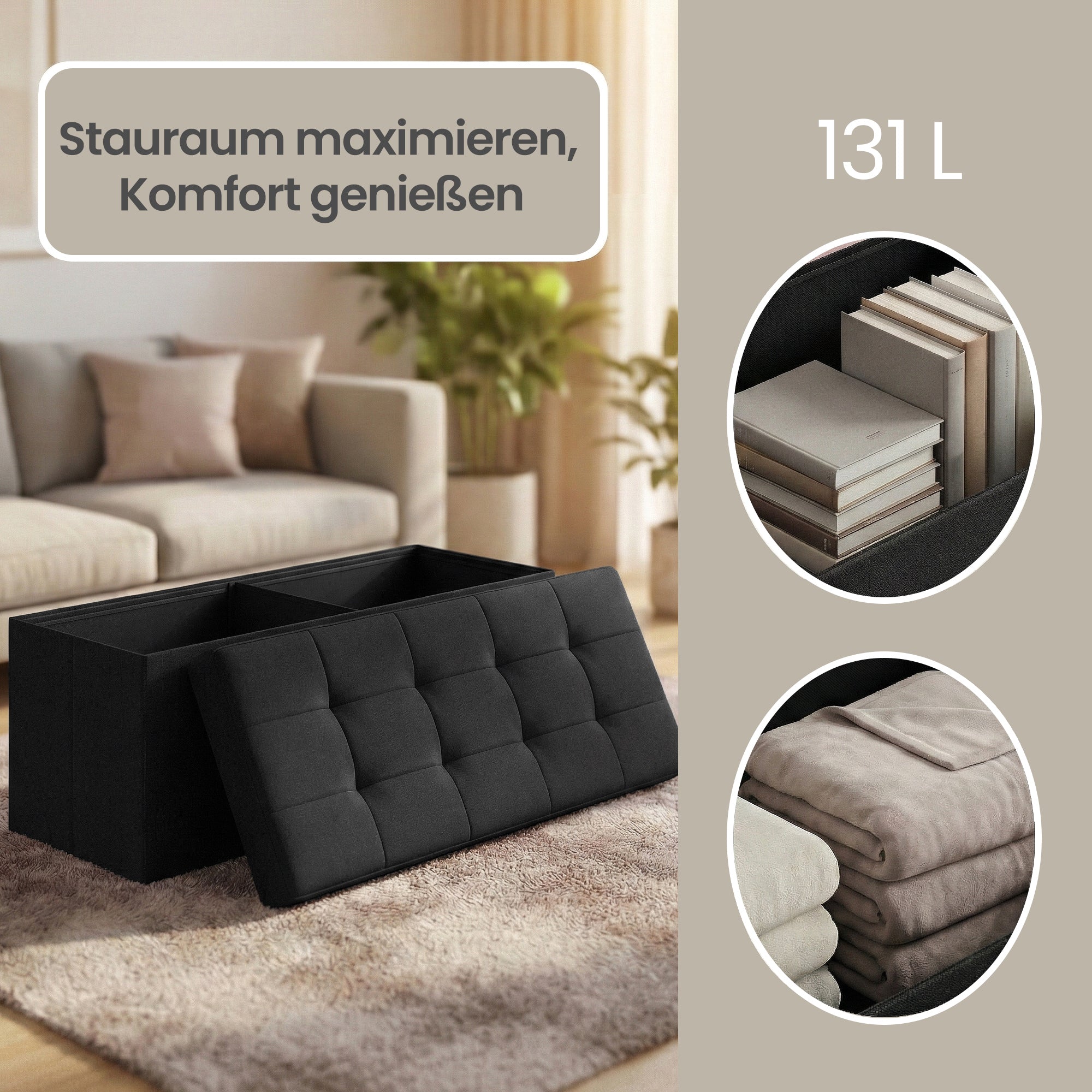 Sitzbank, Tintenschwarz für Schlafzimmer und Bett – Detailansicht 37