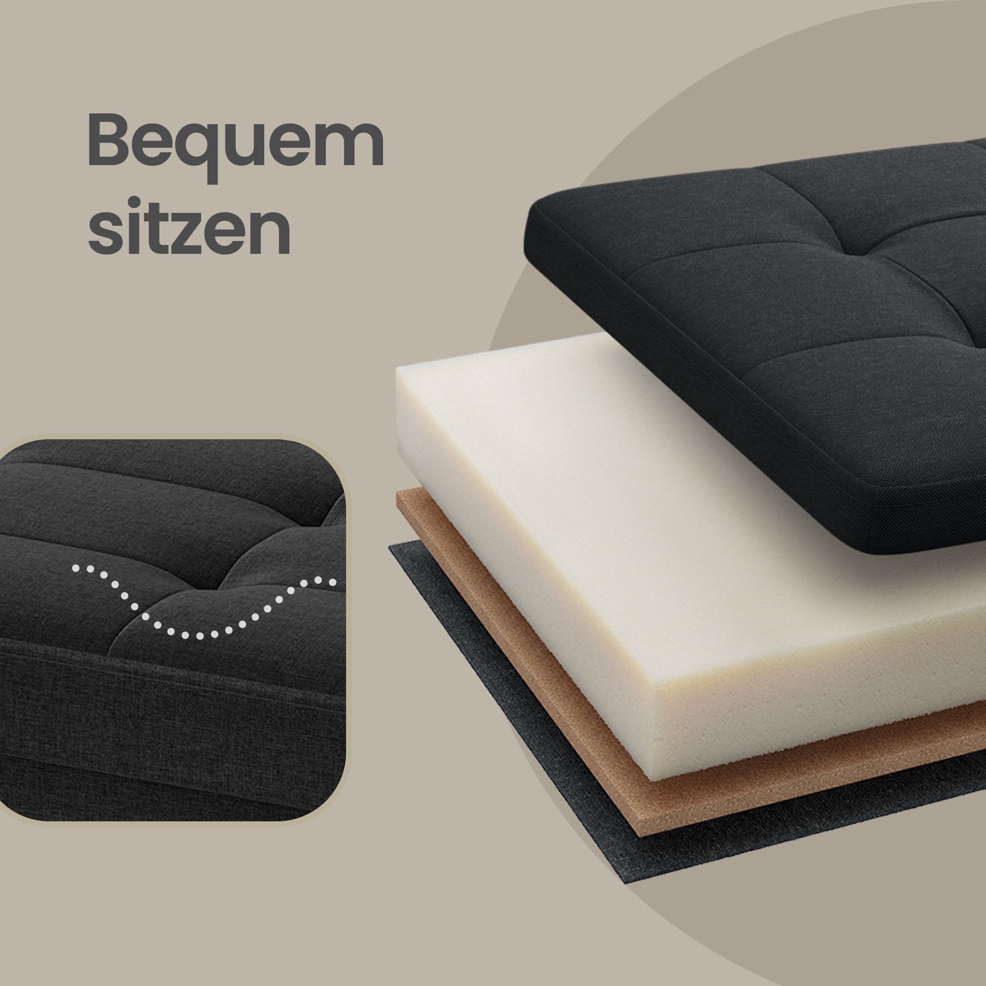 Sitzbank, Tintenschwarz für Schlafzimmer und Bett – Detailansicht 39