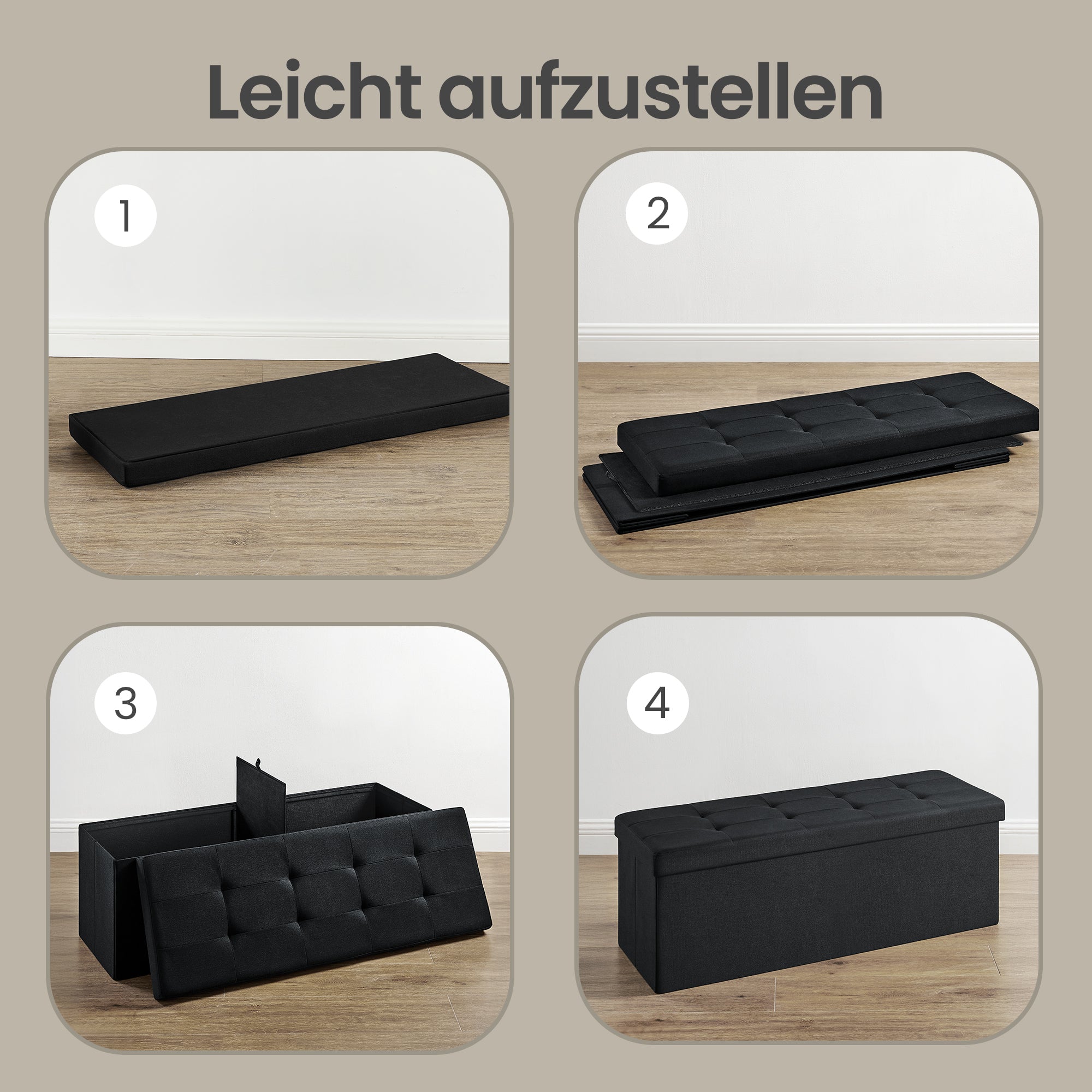 Sitzbank, Tintenschwarz für Schlafzimmer und Bett – Detailansicht 40