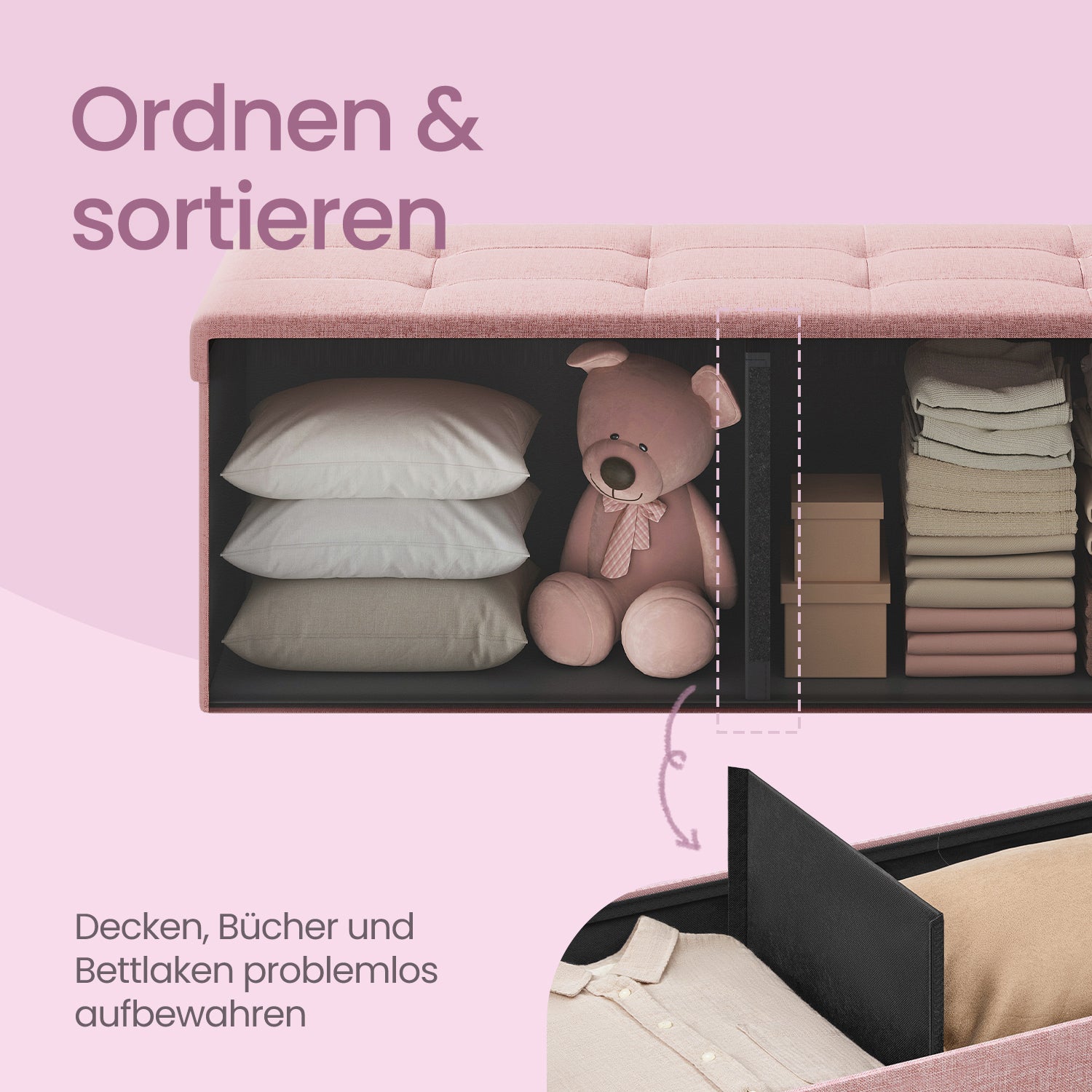 Sitzbank, Tintenschwarz für Schlafzimmer und Bett – Detailansicht 44