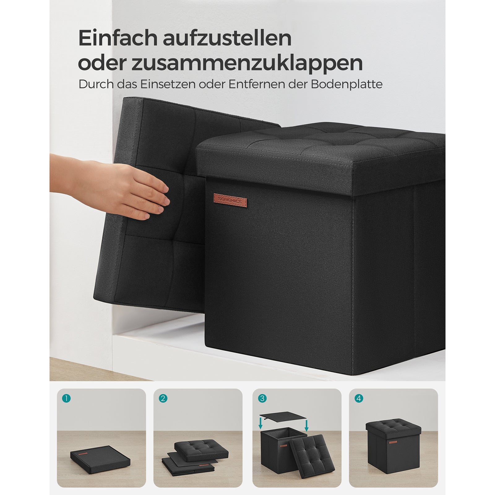 Sitzhocker mit Stauraum, 130 kg für Schlafzimmer und Bett – Hauptansicht