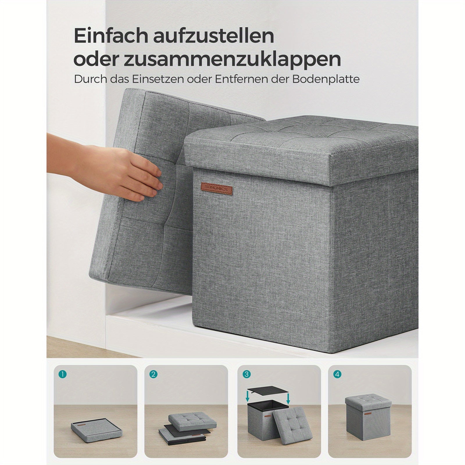 Sitzhocker mit Stauraum, 130 kg für Schlafzimmer und Bett – Detailansicht 2