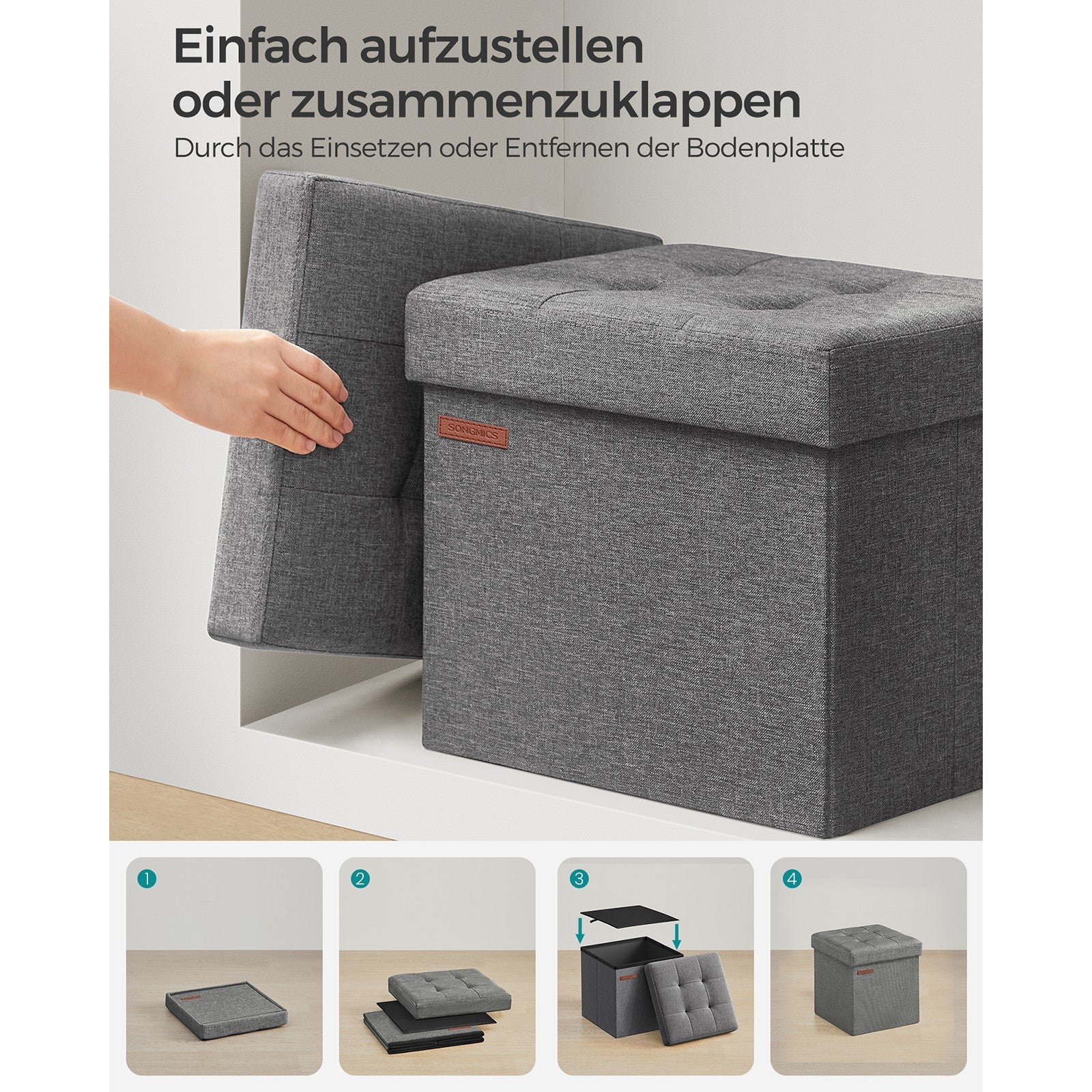 Sitzhocker mit Stauraum, 130 kg für Schlafzimmer und Bett – Detailansicht 4