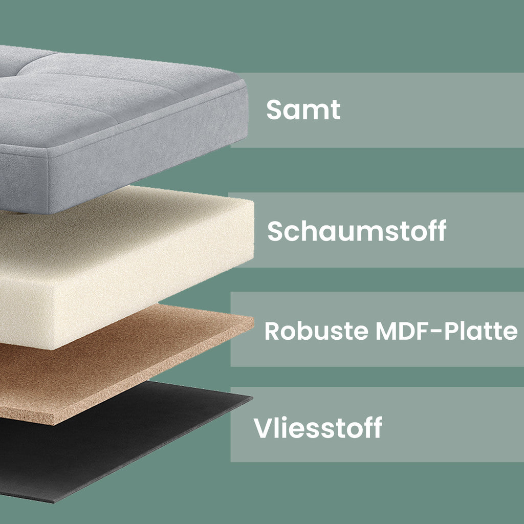 Sitzhocker mit Stauraum, Samt für Eingangsbereich und Alltag – Detailansicht 10