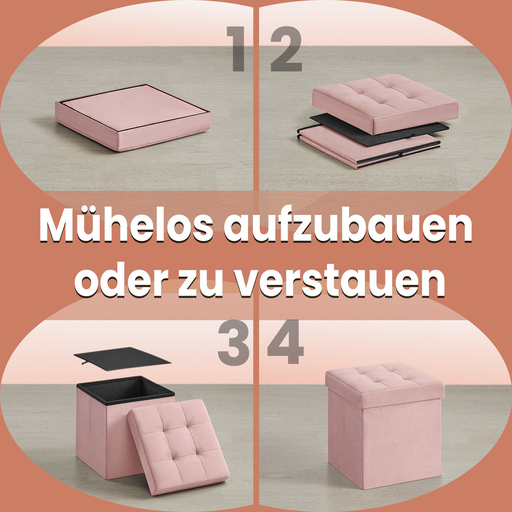 Sitzhocker mit Stauraum, Samt für Eingangsbereich und Alltag – Detailansicht 14