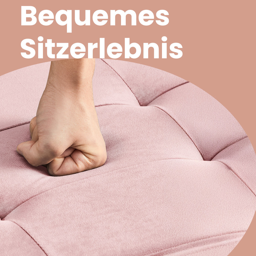 Sitzhocker mit Stauraum, Samt für Eingangsbereich und Alltag – Detailansicht 26