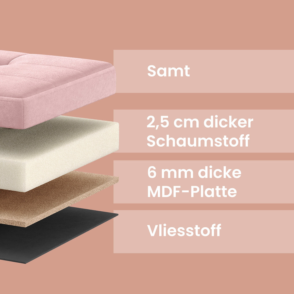 Sitzhocker mit Stauraum, Samt für Eingangsbereich und Alltag – Detailansicht 28