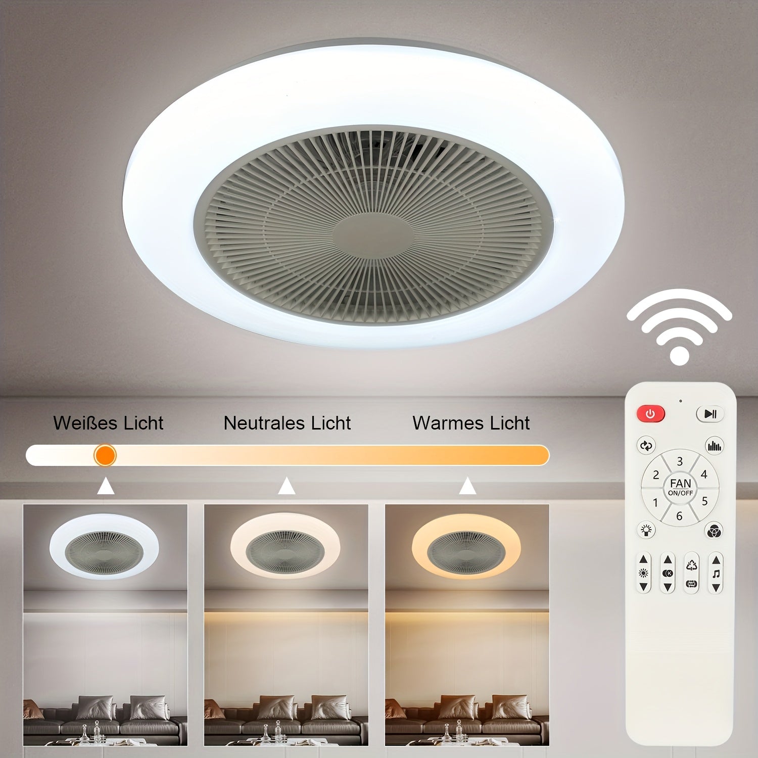 Smart Deckenventilator, weiß+ für Küche und Essbereich – Detailansicht 8