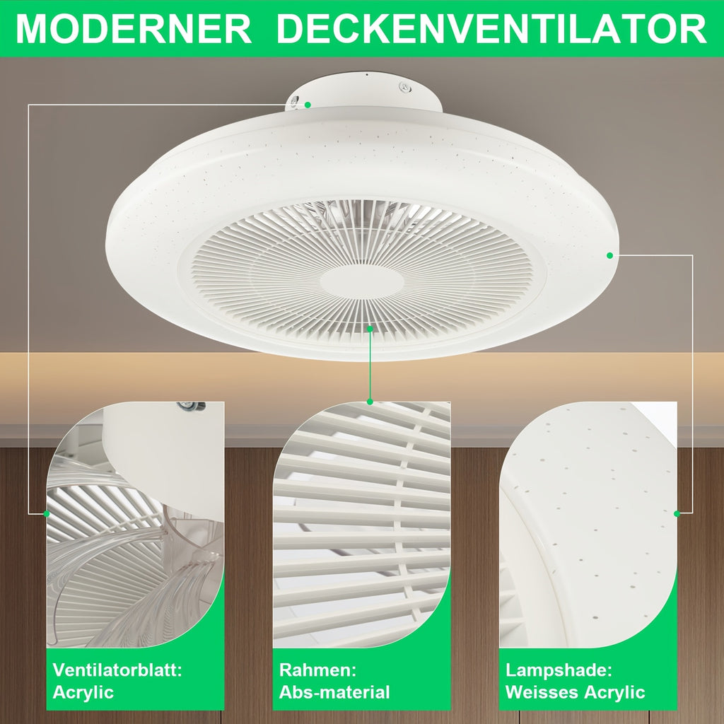 Smart Deckenventilator, weiß+ für Küche und Essbereich – Detailansicht 11