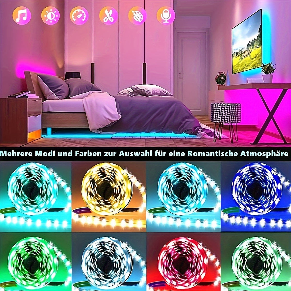 Smart LED Streifen Lichter, LED-Beleuchtung für Schlafzimmer und Bett – Detailansicht 4