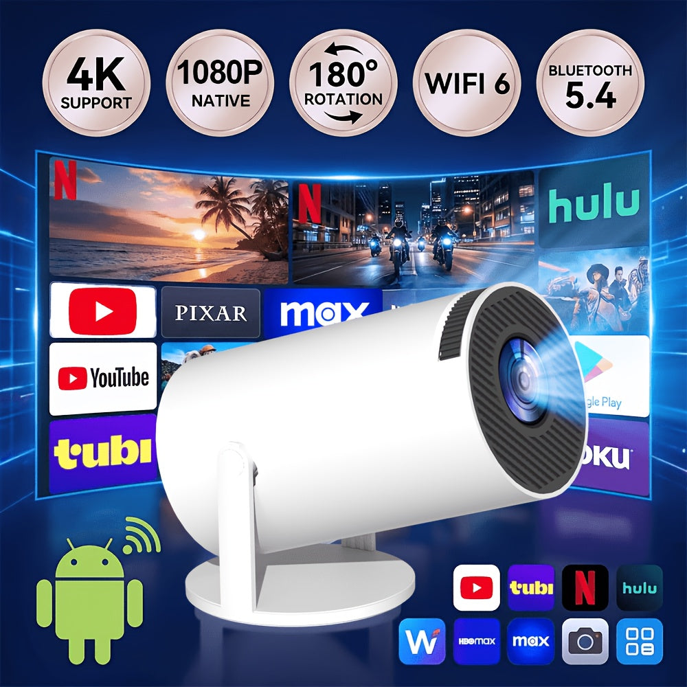 Smart Mini-Projektor, Weiß für 4K-HD-Inhalte native 1080P-Auflösung und ein Heimkinoerlebnis ist kompatibel – Hauptansicht