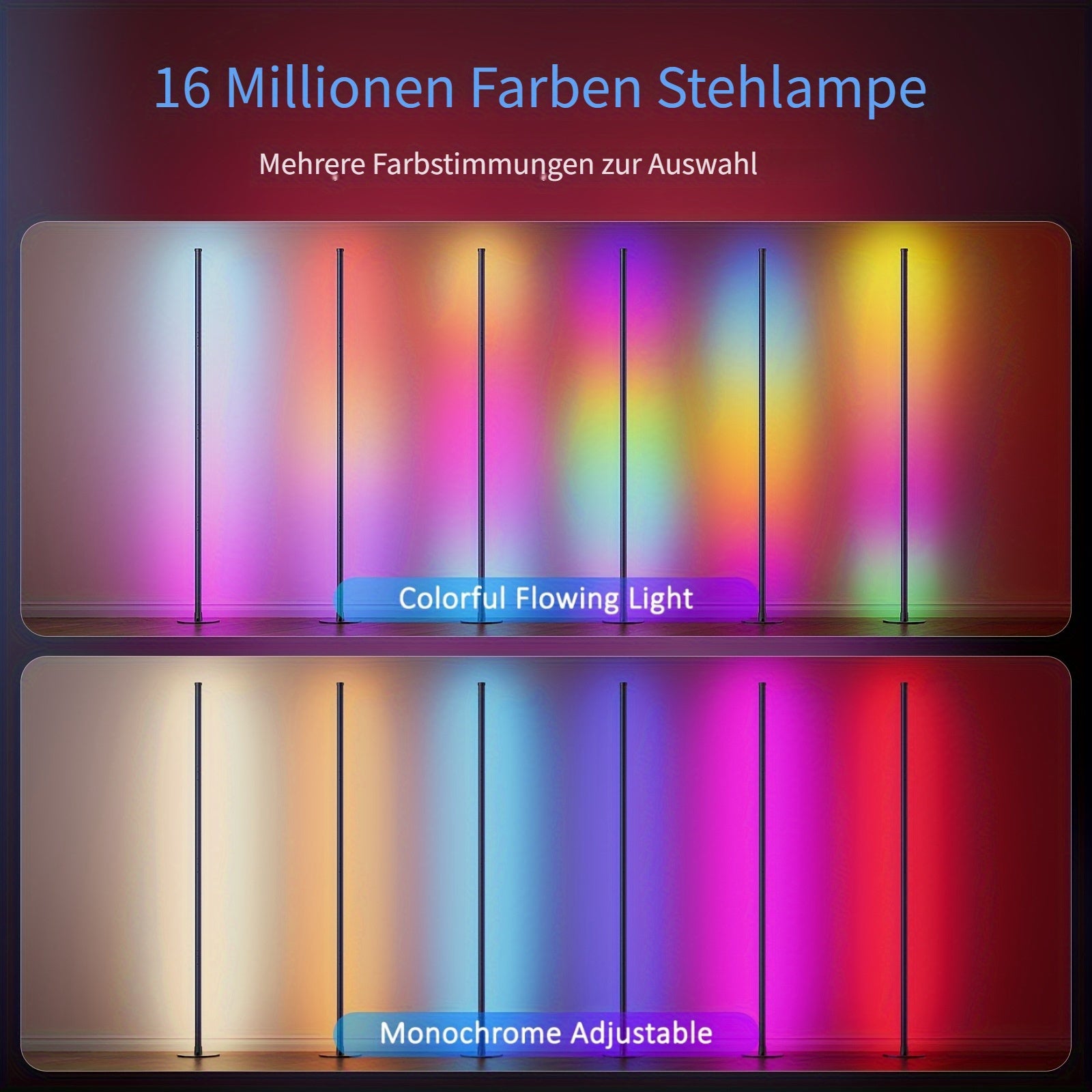 Smart RGB+ICW LED Stehlampe, LED-Beleuchtung für Schlafzimmer und Bett – Detailansicht 6