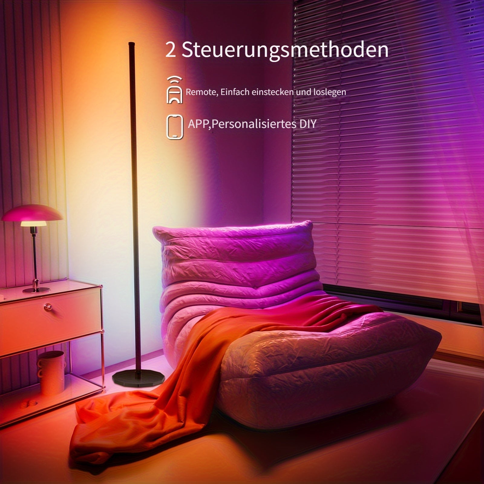 Smart RGB+ICW LED Stehlampe, LED-Beleuchtung für Schlafzimmer und Bett – Detailansicht 9