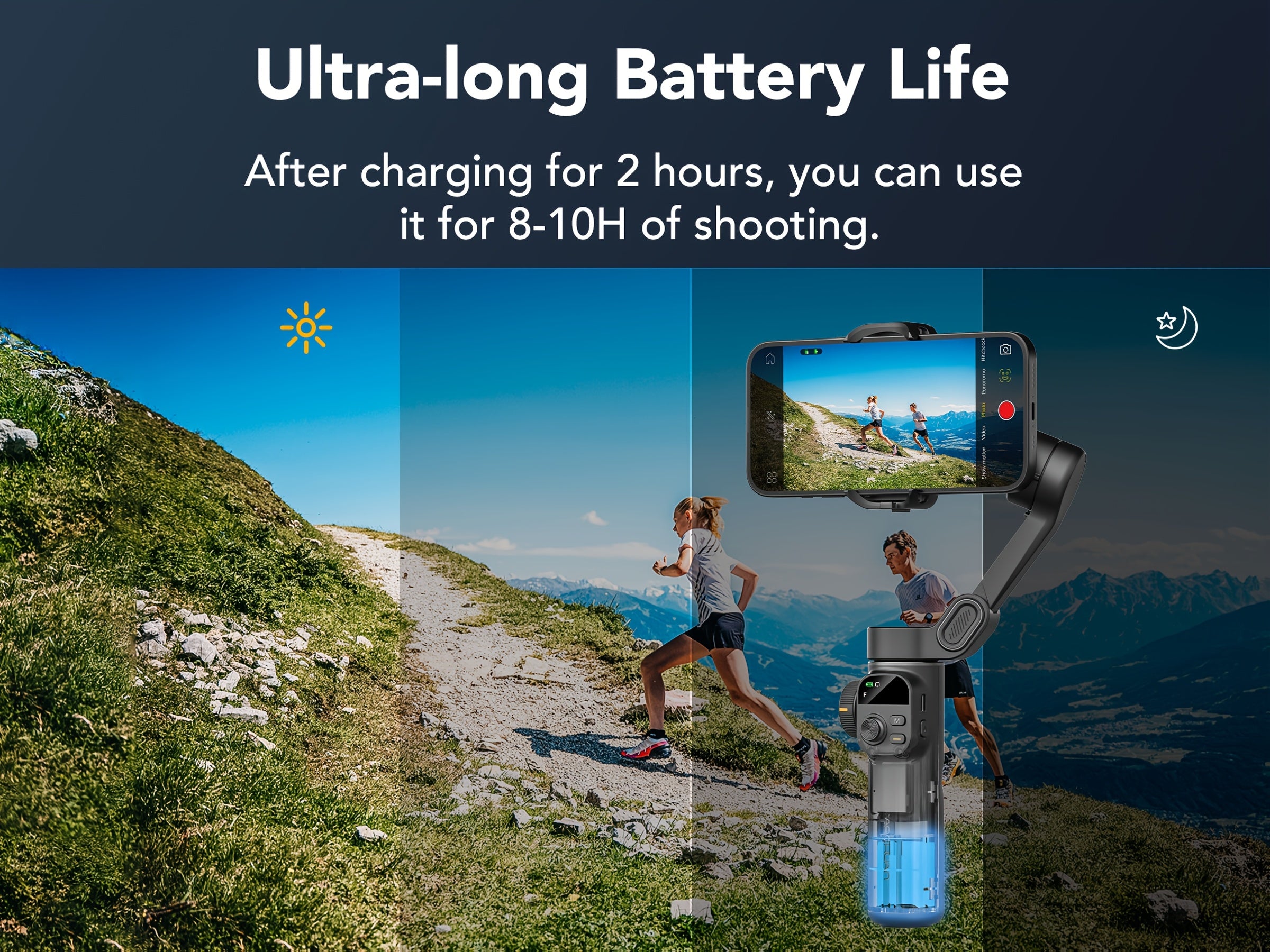 Smart X2 Handy-Stabilisator Gimbal Outdoor, faltbar für Schlafzimmer und Bett – Detailansicht 8