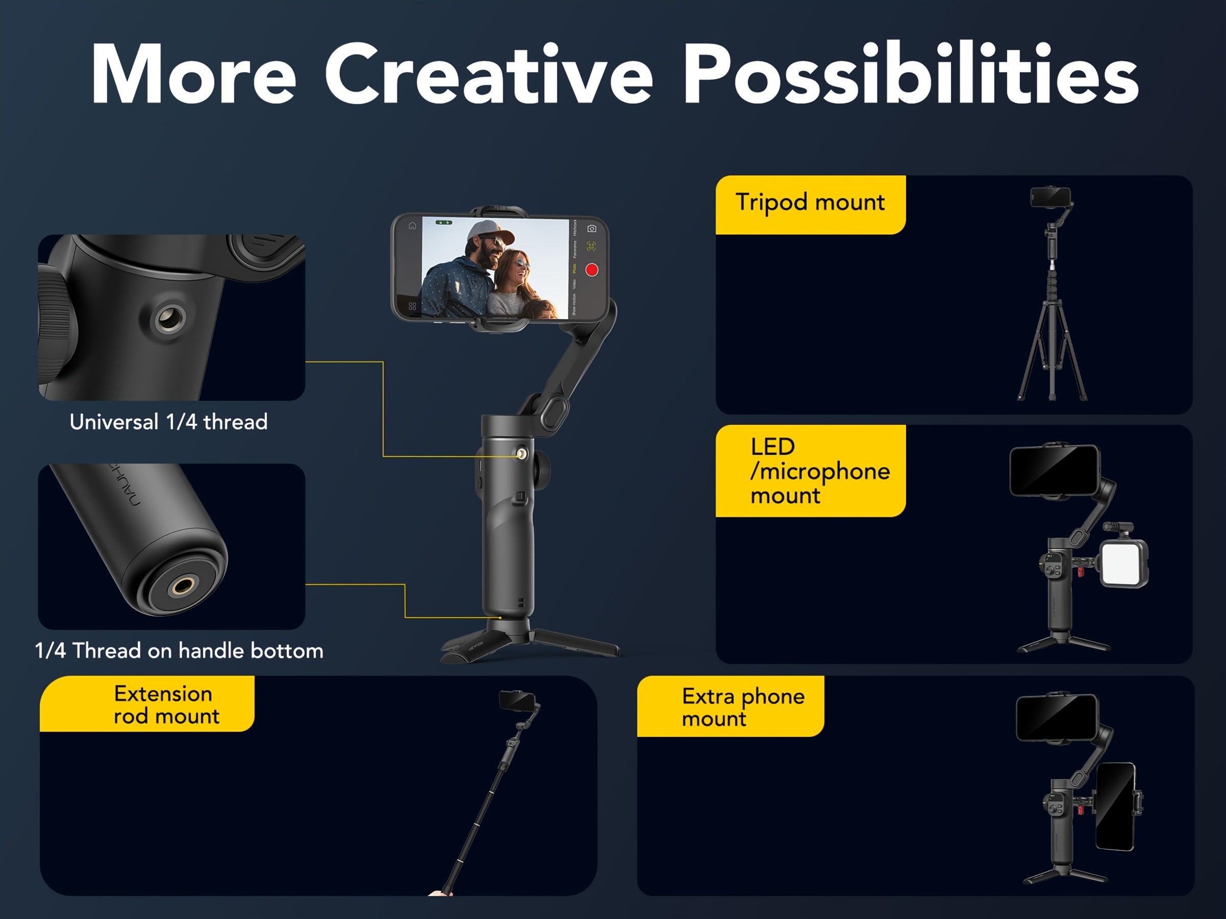 Smart X2 Handy-Stabilisator Gimbal Outdoor, faltbar für Schlafzimmer und Bett – Detailansicht 14