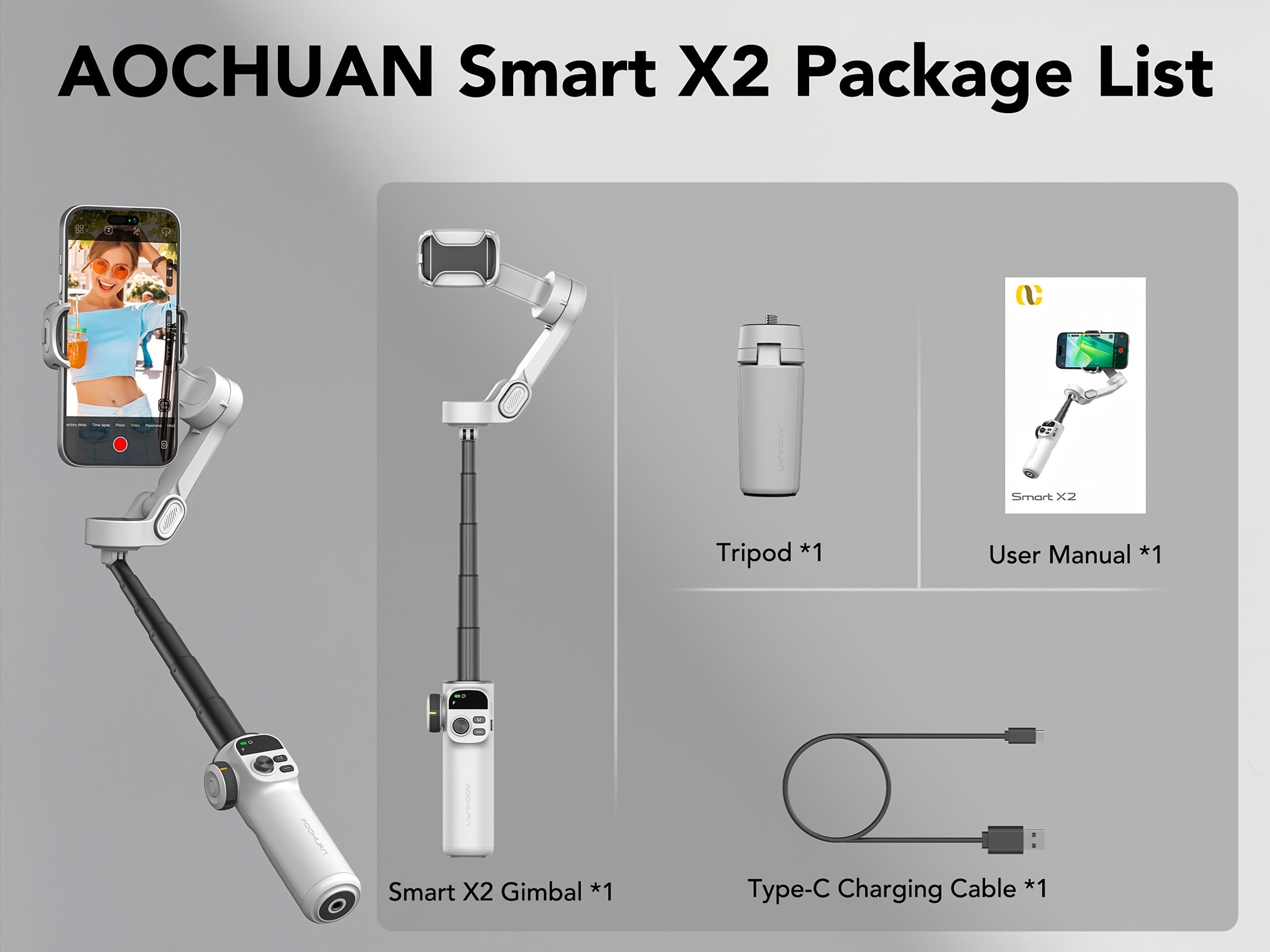 Smart X2 Handy-Stabilisator Gimbal Outdoor, faltbar für Schlafzimmer und Bett – Detailansicht 15