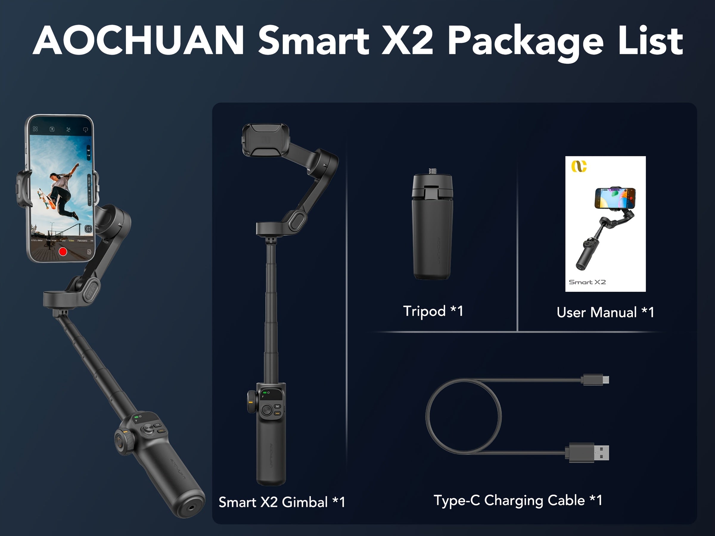 Smart X2 Handy-Stabilisator Gimbal Outdoor, faltbar für Schlafzimmer und Bett – Detailansicht 20