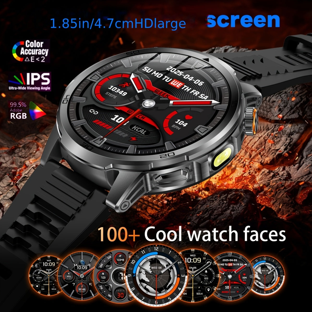 Smartwatch, 1000 mAh für Herren mit kabellosem Anruf und iPhone – Detailansicht 14