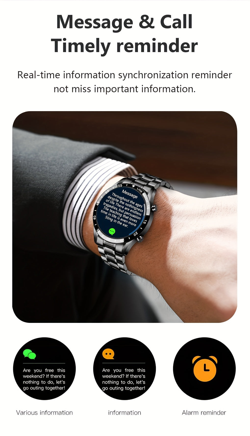 Smartwatch, 3,53 cm für Android iPhone und Männer – Detailansicht 4