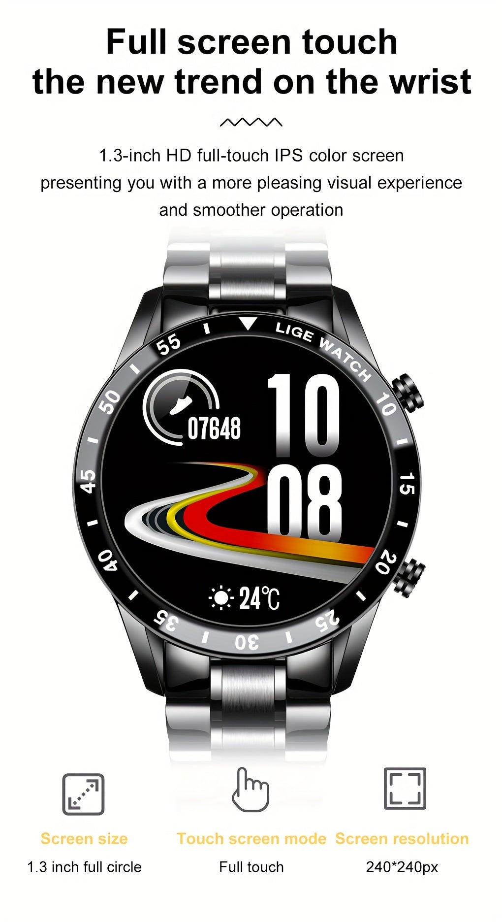 Smartwatch, 3,53 cm für Android iPhone und Männer – Detailansicht 16