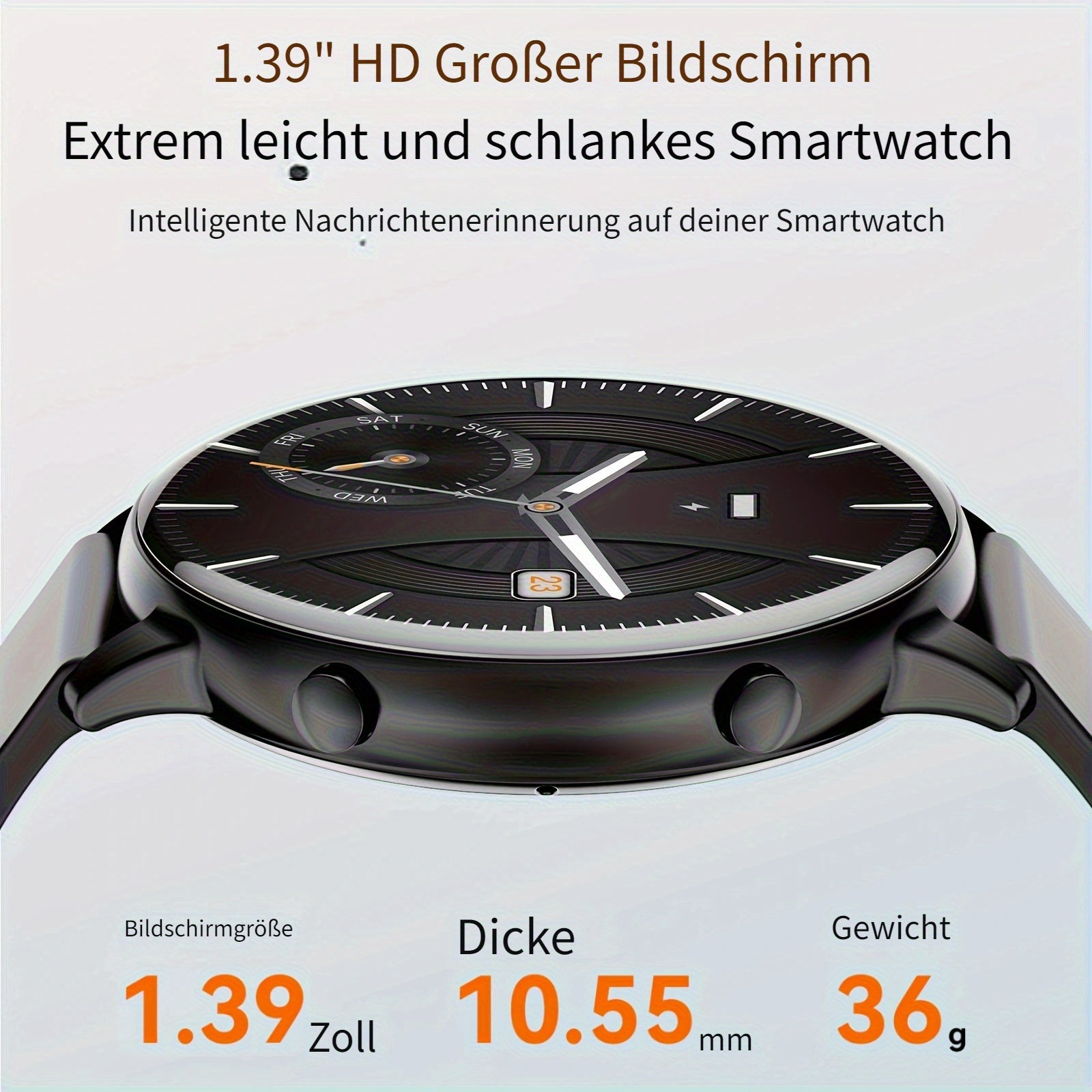 Smartwatch, 3,53 cm für Damen und Herren – Detailansicht 3