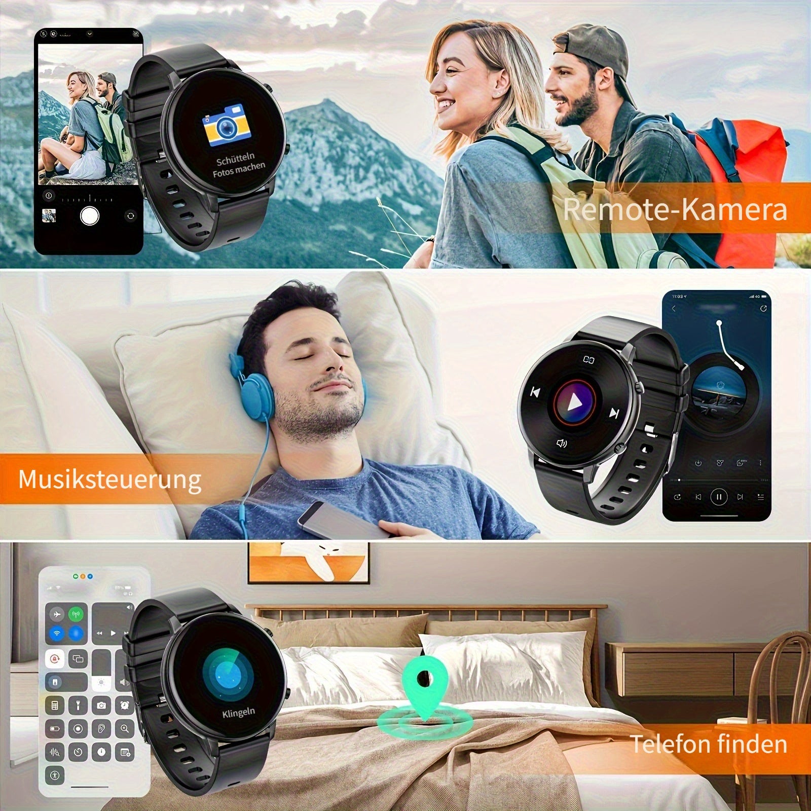 Smartwatch, 3,53 cm für Damen und Herren – Detailansicht 5