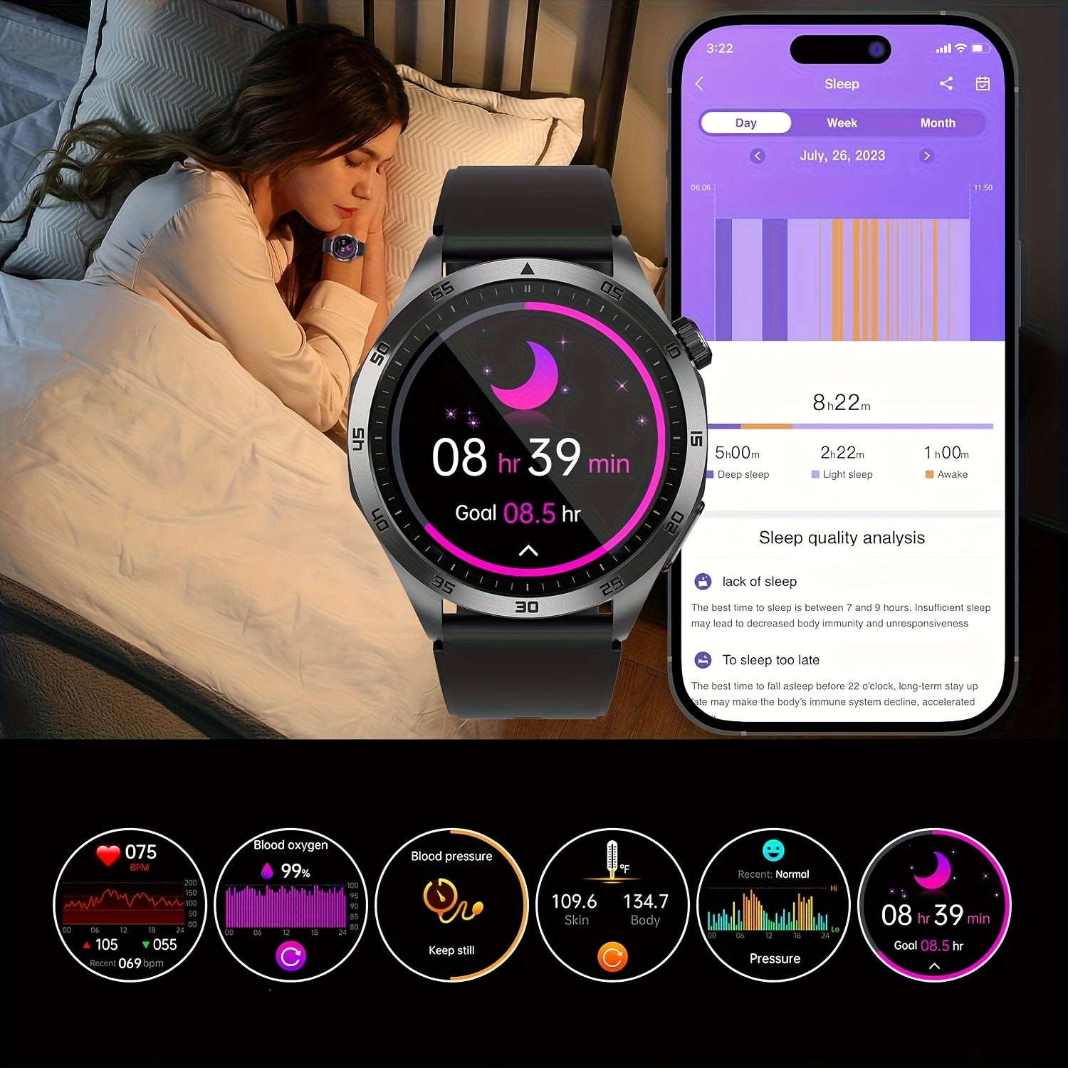 Smartwatch, 3,63cm für Android und IOS Telefone – Detailansicht 14