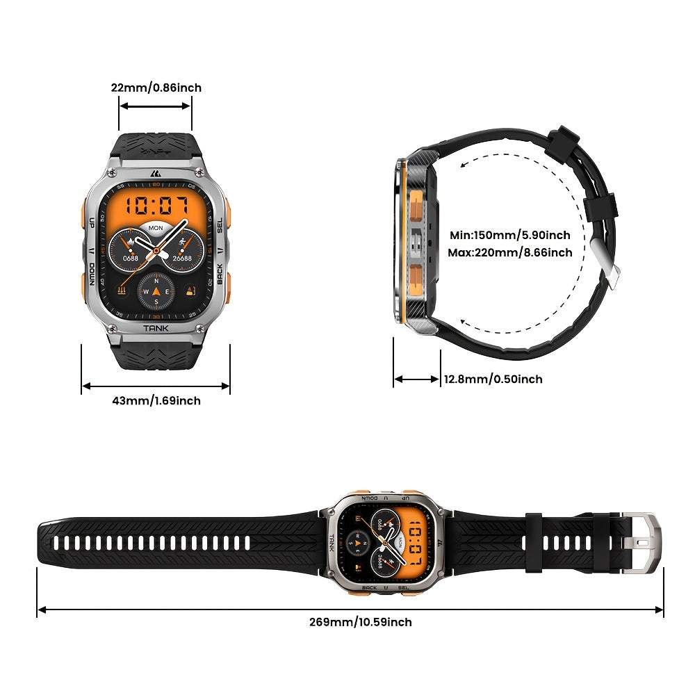Smartwatch, 3,63cm für Männer Barometer Höhenmesser Kompass 6 und Alltag – Detailansicht 2