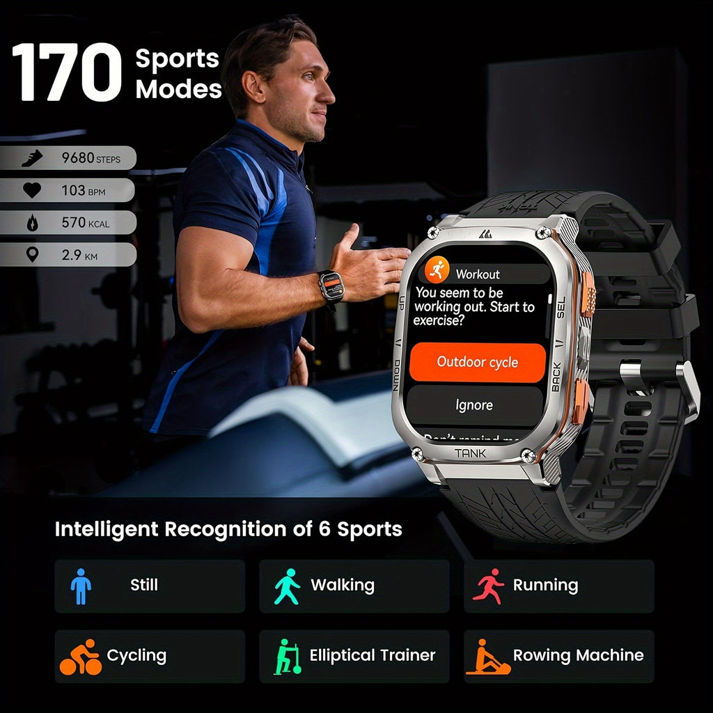 Smartwatch, 3,63cm für Männer Barometer Höhenmesser Kompass 6 und Alltag – Detailansicht 6